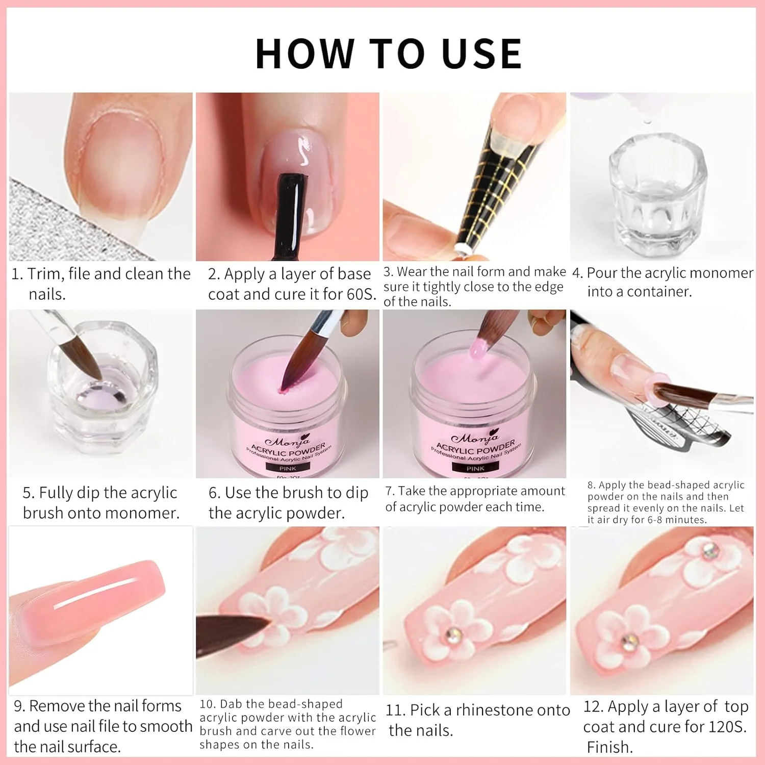 ست پودر کاشت ناخن آکریلیک مونجا، 4 رنگ، 30 گرم، پودر پلیمر آکریلیک حرفه ای برای کاشت ناخن آکریلیک، طراحی سه بعدی ناخن فرانسوی، حجم زیاد، بدون نیاز به دستگاه UV ست پودر کاشت ناخن آکریلیک مونجا، 4 رنگ، 30 گرم، پودر پلیمر آکریلیک حرفه ای برای کاشت ناخن آکریلیک، طراحی سه بعدی ناخن فرانسوی، حجم زیاد، بدون نیاز به دستگاه UV