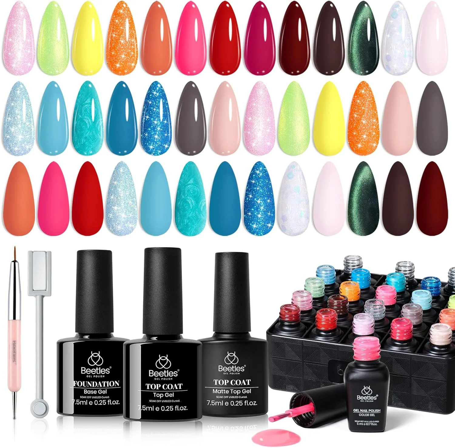 مجموعه لاک ژل ناخن بیترلز - 20 رنگ صورتی، آبی، سبز، زرد، صدفی با پوشش پایه براق و مات، کیت مانیکور DIY برای سالن، مهمانی ساحلی، ناخن های نئونی، S مجموعه لاک ژل ناخن بیترلز - 20 رنگ صورتی، آبی، سبز، زرد، صدفی با پوشش پایه براق و مات، کیت مانیکور DIY برای سالن، مهمانی ساحلی، ناخن های نئونی، S