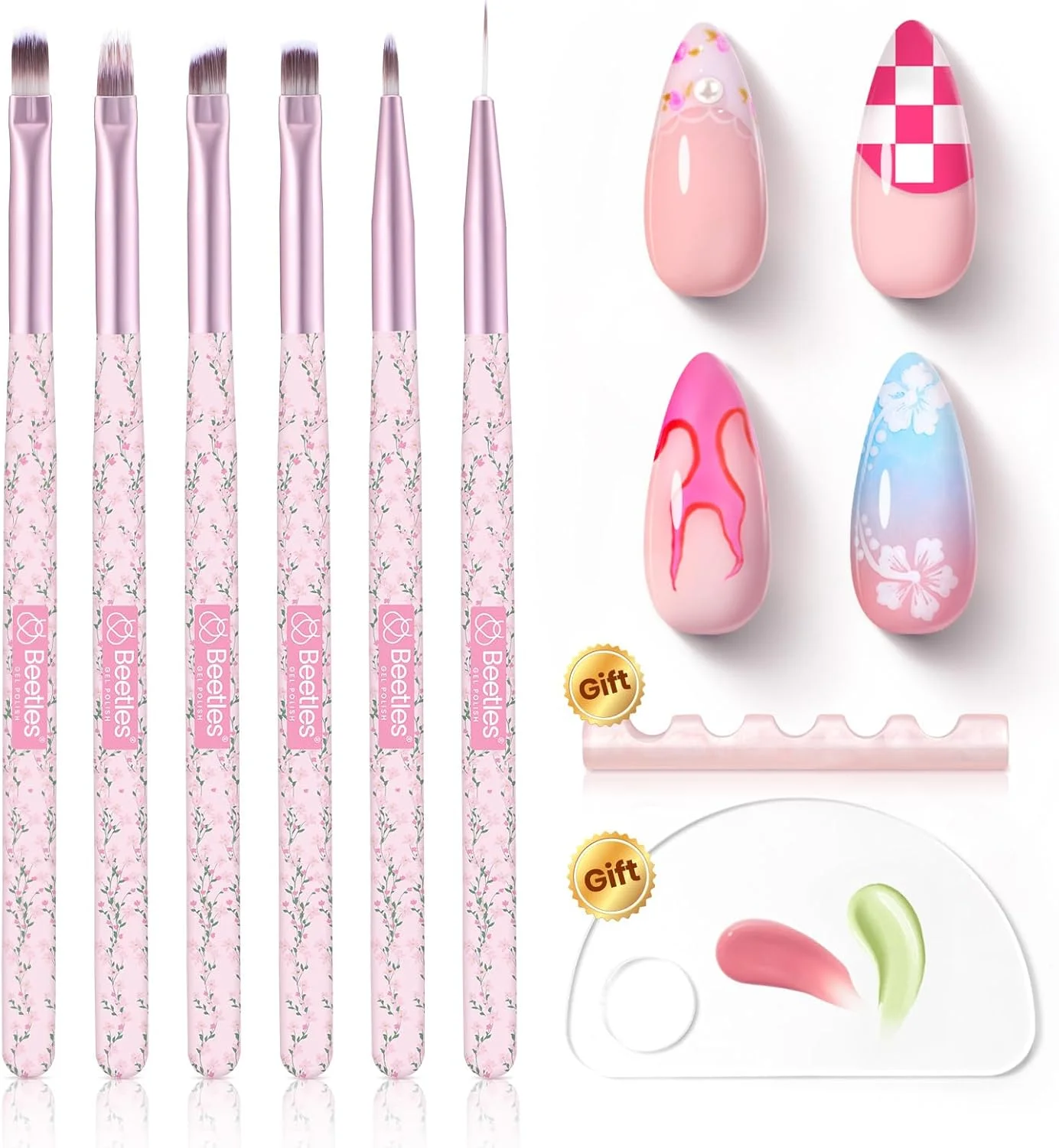 ست قلم موی طراحی ناخن ژلی Beetles - ست 6 عددی قلم طراحی ناخن، دسته طرح گل، ست قلم موی ناخن با موهای گرادیانی، کیت ابزار مانیکور نقطه گذاری پالت DIY ست قلم موی طراحی ناخن ژلی Beetles - ست 6 عددی قلم طراحی ناخن، دسته طرح گل، ست قلم موی ناخن با موهای گرادیانی، کیت ابزار مانیکور نقطه گذاری پالت DIY