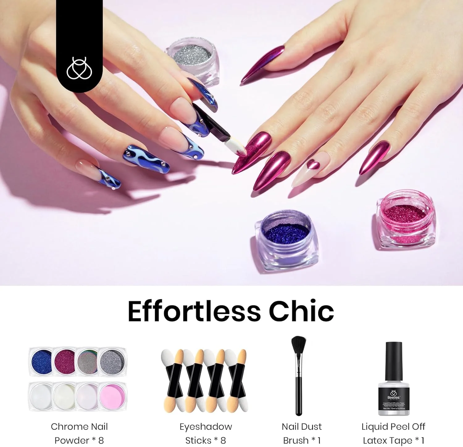 پودر کروم ناخن ۸ رنگ با افکت آینه ای متالیک به همراه کیت نوار لاتکس مایع، پودر سفید نقره ای با رنگین کمانی پری دریایی، اکلیل صورتی آبی، هدیه تزئین لاک ژل برای خانم ها پودر کروم ناخن ۸ رنگ با افکت آینه ای متالیک به همراه کیت نوار لاتکس مایع، پودر سفید نقره ای با رنگین کمانی پری دریایی، اکلیل صورتی آبی، هدیه تزئین لاک ژل برای خانم ها