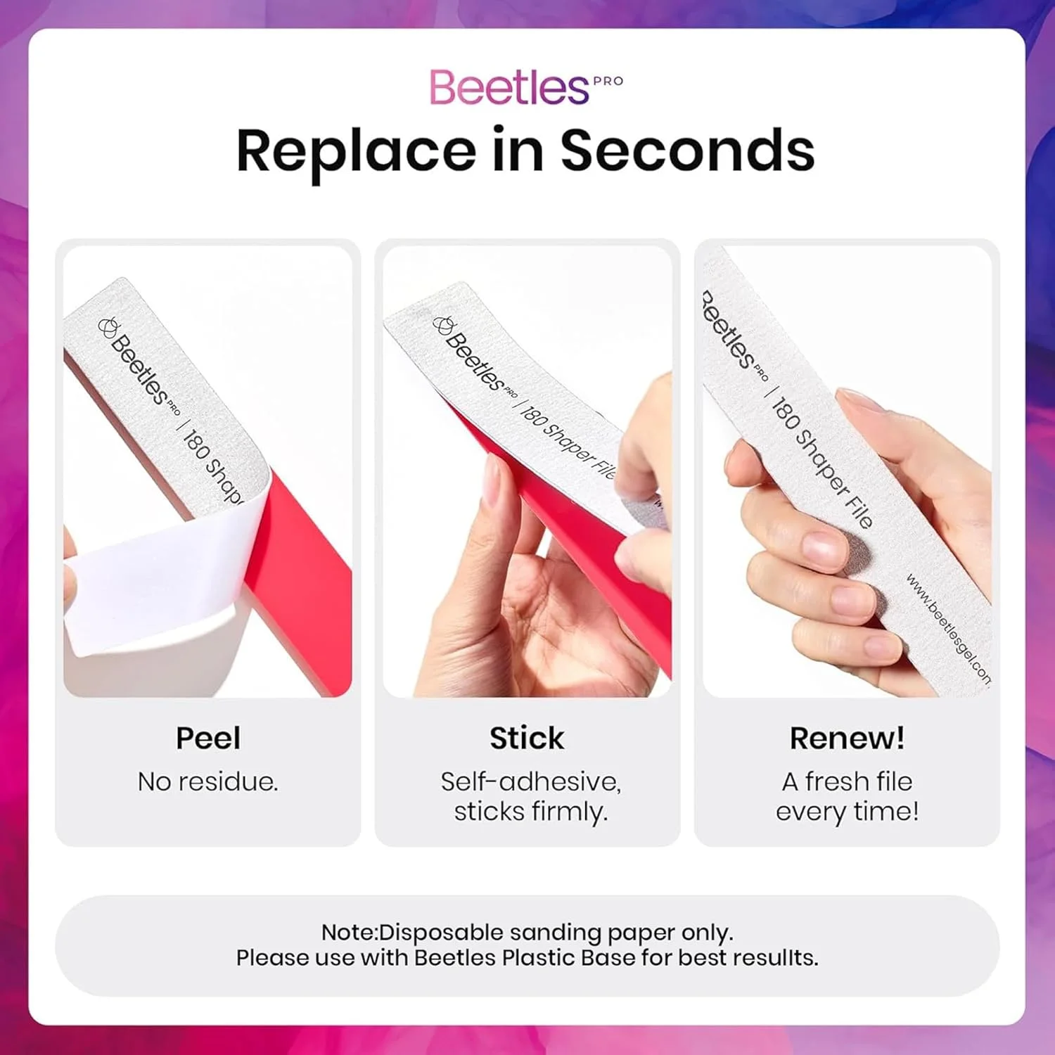 ست سوهان ناخن 100 گریت Beetles profession100، 10 عدد سوهان زبر خاکستری گورخری قابل تعویض، ابزار مانیکور سوهان ناخن یکبار مصرف برای شکل دادن و صاف کردن برای طراحی ناخن و سالن ناخن ست سوهان ناخن 100 گریت Beetles profession100، 10 عدد سوهان زبر خاکستری گورخری قابل تعویض، ابزار مانیکور سوهان ناخن یکبار مصرف برای شکل دادن و صاف کردن برای طراحی ناخن و سالن ناخن