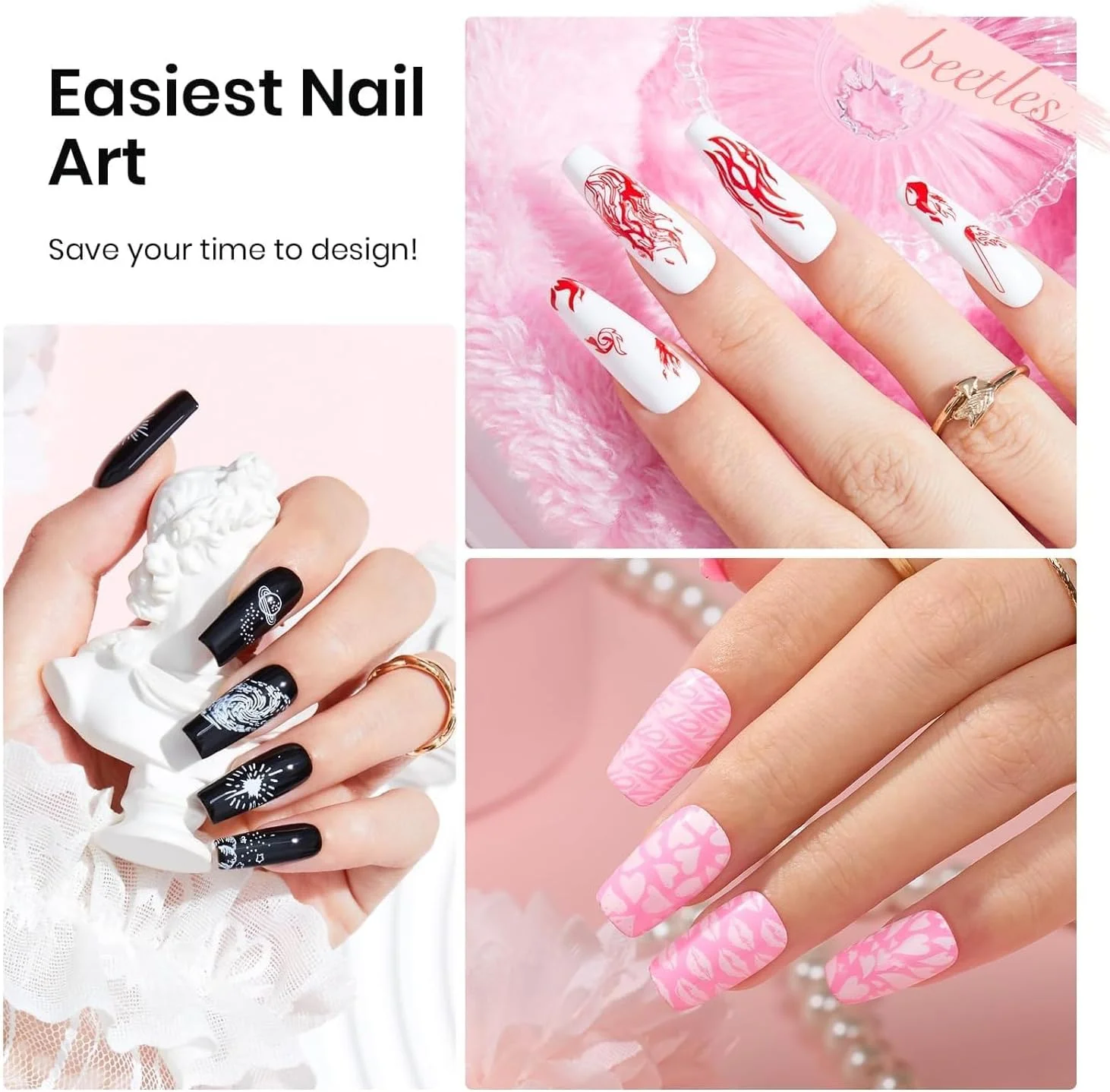 ست ژل استامپ ناخن Beetles - کیت 16 تکه طراحی ناخن فرنچ با 8 رنگ ژل لاک استامپر، 5 شابلون استامپ، کاردک، لاتکس مایع و استامپر سیلیکونی کوتاه برای مانیکور DIY، هدیه برای دختران ست ژل استامپ ناخن Beetles - کیت 16 تکه طراحی ناخن فرنچ با 8 رنگ ژل لاک استامپر، 5 شابلون استامپ، کاردک، لاتکس مایع و استامپر سیلیکونی کوتاه برای مانیکور DIY، هدیه برای دختران
