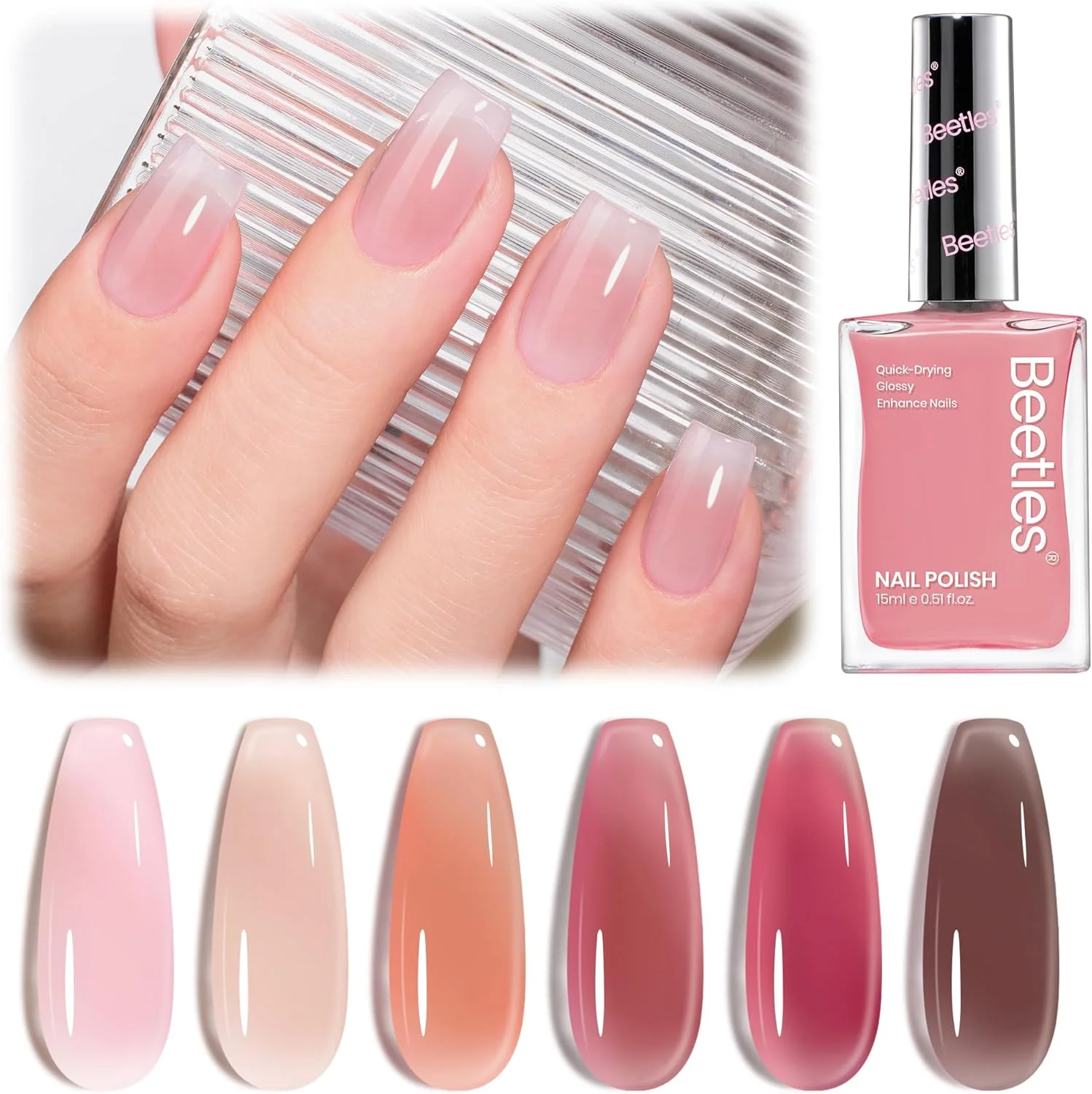 ست لاک ژل ژله ای بیلز، 6 رنگ صورتی شفاف، ماندگاری طولانی و خشک شدن سریع، شفاف برای خانم ها، تقویت کننده، سالن مانیکور DIY، 15 میلی لیتر ست لاک ژل ژله ای بیلز، 6 رنگ صورتی شفاف، ماندگاری طولانی و خشک شدن سریع، شفاف برای خانم ها، تقویت کننده، سالن مانیکور DIY، 15 میلی لیتر