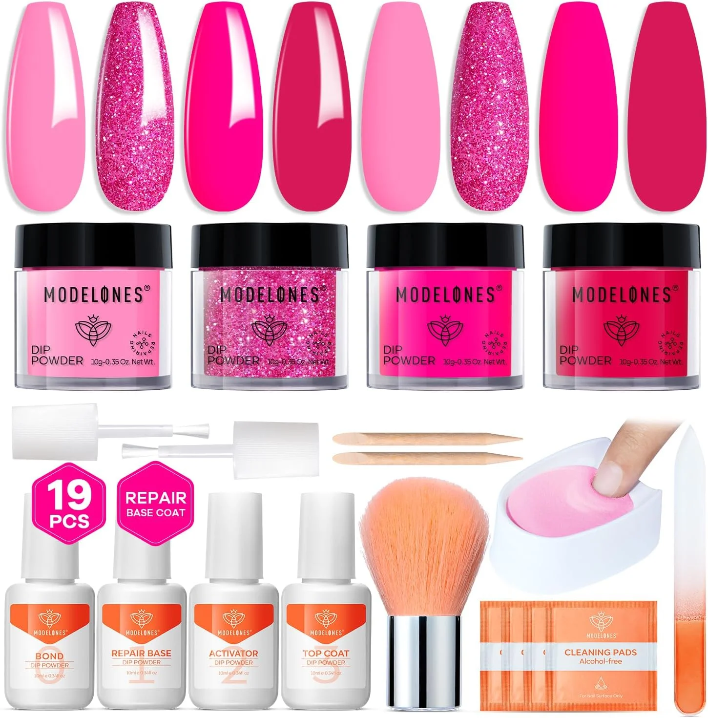 ست پودر دیپ ناخن Modelones، 4 رنگ صورتی داغ اکلیلی، ست شروع کننده با مایع و لوازم جانبی کامل برای طراحی ناخن فرانسوی، سالن خانگی و مانیکور ست پودر دیپ ناخن Modelones، 4 رنگ صورتی داغ اکلیلی، ست شروع کننده با مایع و لوازم جانبی کامل برای طراحی ناخن فرانسوی، سالن خانگی و مانیکور