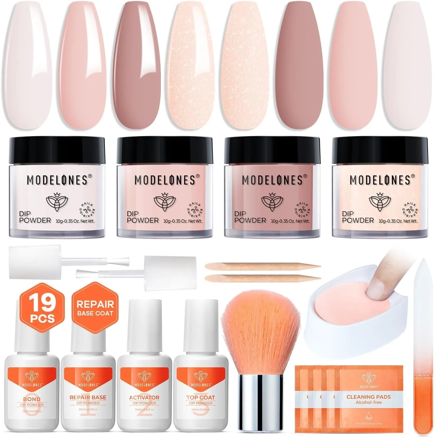 ست پودر دیپ ناخن Modelones، 4 رنگ پودر دیپ اکلیلی پوست برهنه مناسب تمام فصول، ست مایع ترمیم کننده با سینی بازیافت برای طراحی ناخن فرانسوی، سالن DIY در خانه ست پودر دیپ ناخن Modelones، 4 رنگ پودر دیپ اکلیلی پوست برهنه مناسب تمام فصول، ست مایع ترمیم کننده با سینی بازیافت برای طراحی ناخن فرانسوی، سالن DIY در خانه