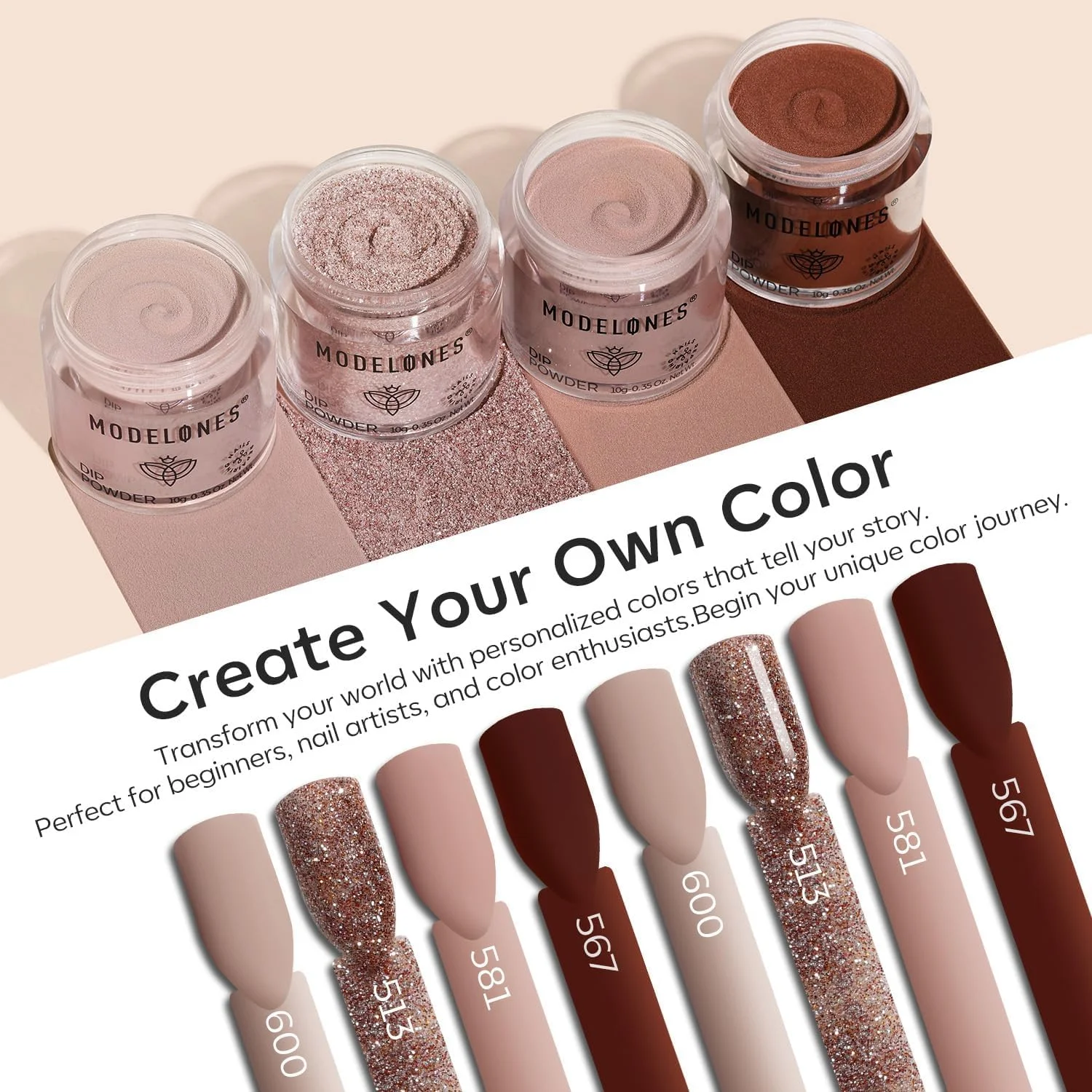 ست پودر کاشت ناخن Modelones، شامل 4 رنگ صورتی، قهوه ای و بژ، ست مبتدی پودر کاشت ناخن به همراه ست مایع ست پودر کاشت ناخن Modelones، شامل 4 رنگ صورتی، قهوه ای و بژ، ست مبتدی پودر کاشت ناخن به همراه ست مایع