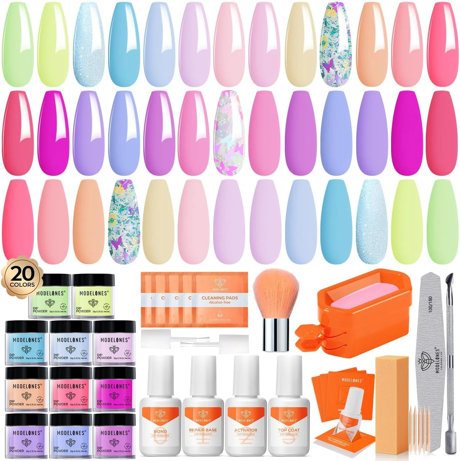 ست پودر دیپ ناخن Modelones، 20 رنگ تابستانی صورتی بنفش آبی ماکارون پاستلی، ست مایع پودر دیپ شامل بیس و تاپ و اکتیویتور برای طراحی ناخن فرانسوی، مناسب برای سالن و مانیکور DIY ست پودر دیپ ناخن Modelones، 20 رنگ تابستانی صورتی بنفش آبی ماکارون پاستلی، ست مایع پودر دیپ شامل بیس و تاپ و اکتیویتور برای طراحی ناخن فرانسوی، مناسب برای سالن و مانیکور DIY