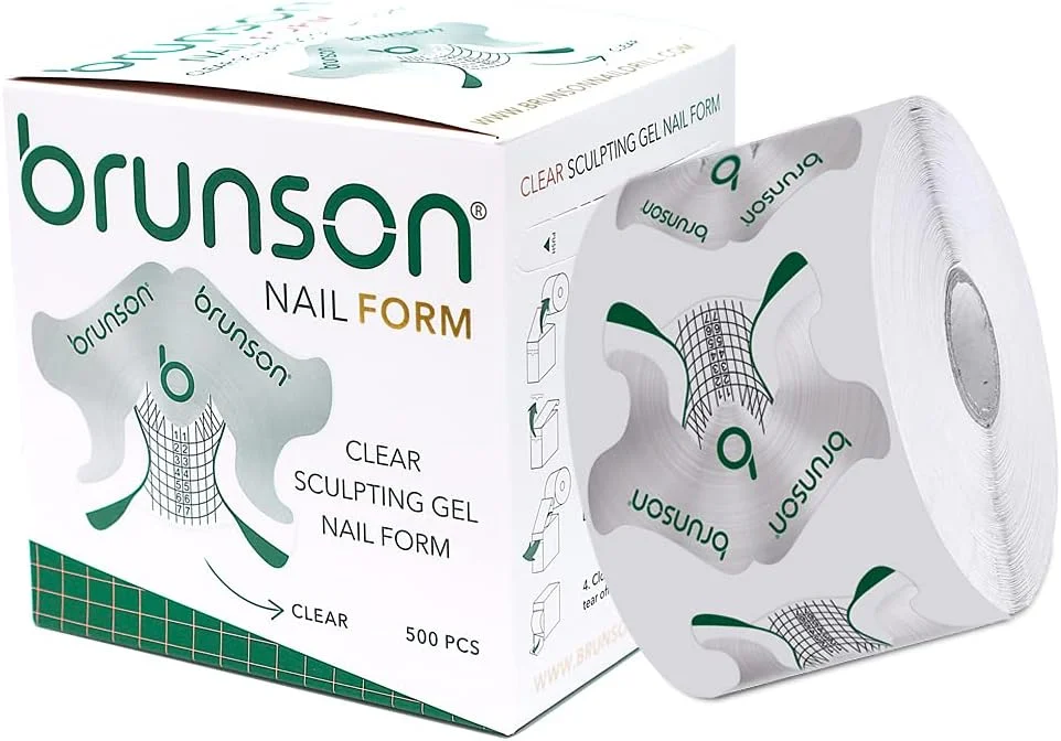 500 عدد فرم ناخن برونسون، فرم های اکستنشن ناخن، برچسب های راهنمای ناخن نعل اسبی طلایی برای ابزار مانیکور هنر ناخن DIY ژل UV اکریلیک