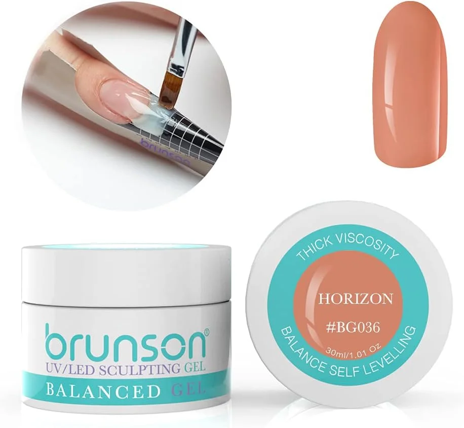 ژل بیلدر ناخن برانسون برای طراحی و کاشت ناخن، ژل UV با قابلیت پوشش دهی بالا، ژل متعادل کننده، سیستم ژل UV LED، ژل مانیکور، ژل رابر 30 میل - HORIZON BG036
