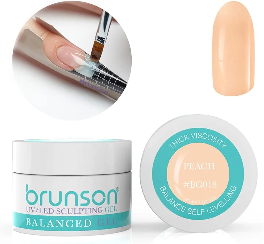 ژل کاشت ناخن برانسون، ژل بیلدر UV استتار، ژل خود تراز، سیستم ژل کاشت ناخن با نور UV LED، ژل مانیکور، ژل رابر 30 میل، هلویی BG018