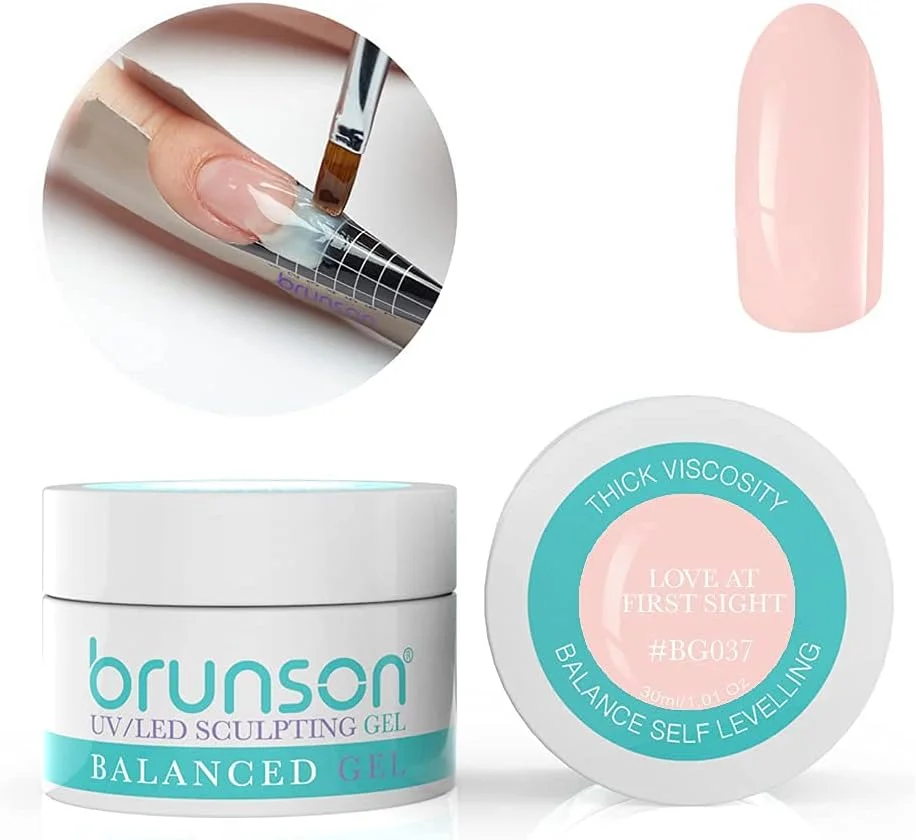 ژل بیلدر ناخن برانسون برای طراحی و فرم دهی، ژل کاور، ژل یو وی بیلدر متعادل، سیستم ژل طراحی ناخن با نور یو وی ال ای دی، ژل مانیکور رابر، 30 میل - عشق در نگاه اول