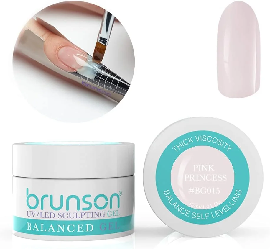 ژل کاشت ناخن برانسون، ژل بیلدر UV برای طراحی و فرم دهی، ژل متعادل کننده، سیستم ژل UV LED، ژل مانیکور، ژل رابر 30 میل - صورتی پرنسس BG015