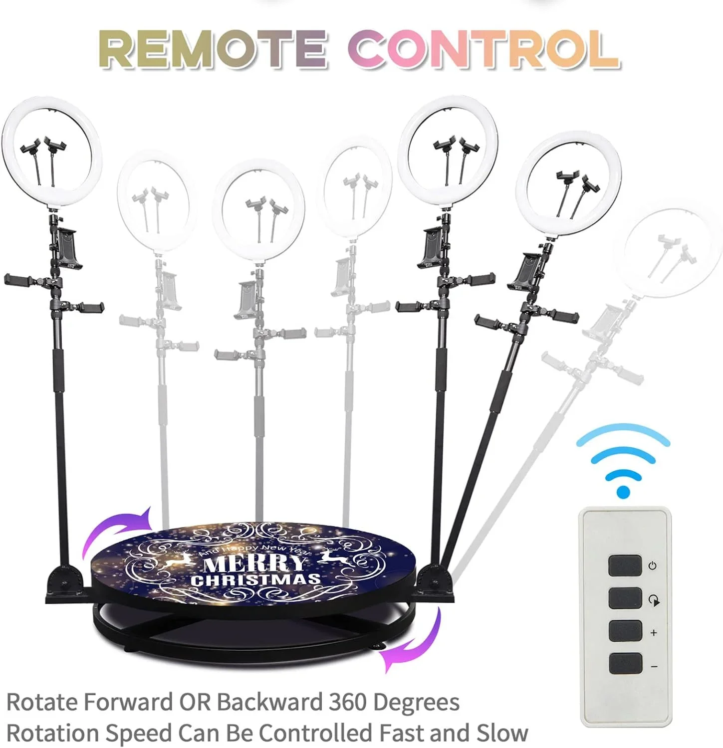 دستگاه غرفه 360 PEHUB، غرفه عکس 360 برای ایستادن افراد، غرفه چرخان 360 برای پخش زنده، مناسب برای پخش زنده کریسمس برای به اشتراک گذاشتن لحظات زیبا (رنگ: کارتن، اندازه: 22.4 اینچ)