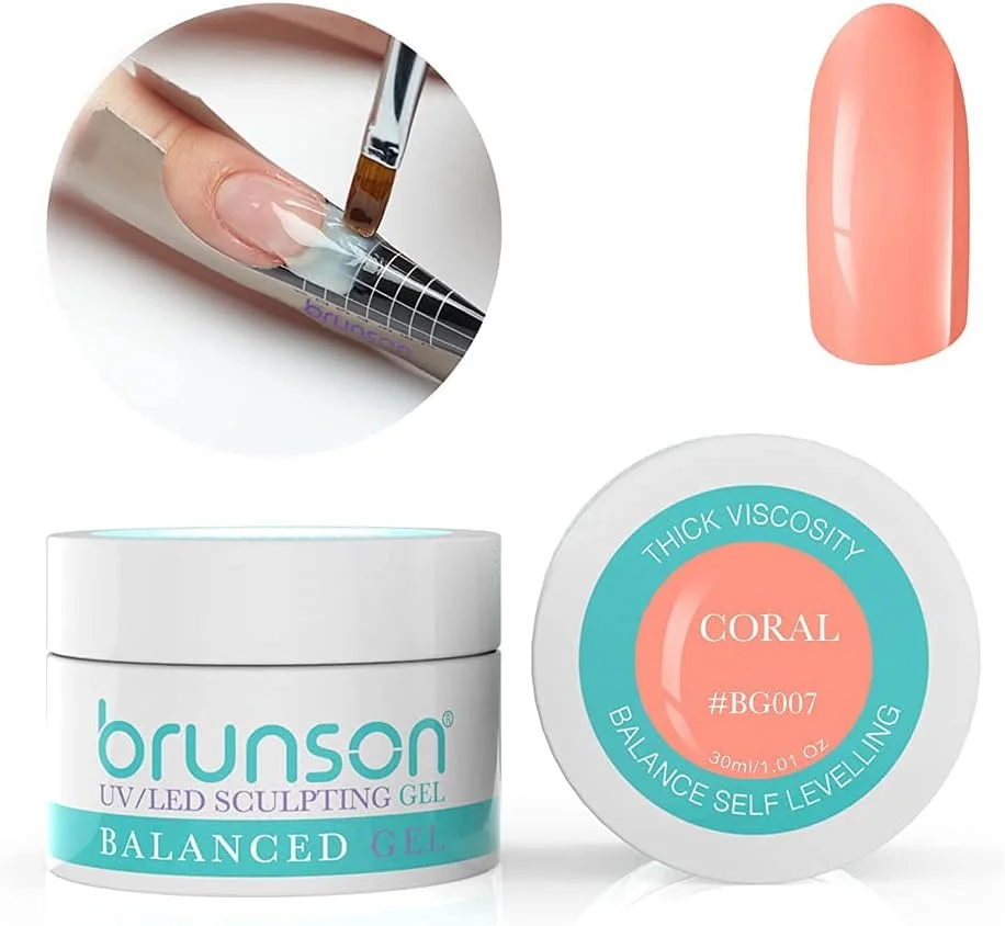 ژل بیلدر اسکالپتینگ ناخن برانسون، ژل بیلدر UV استتار اسکالپتینگ، ژل تراز متعادل، سیستم ژل اسکالپتینگ ناخن با نور UV LED، ژل مانیکور، ژل رابر 30 میل، مرجانی BG007