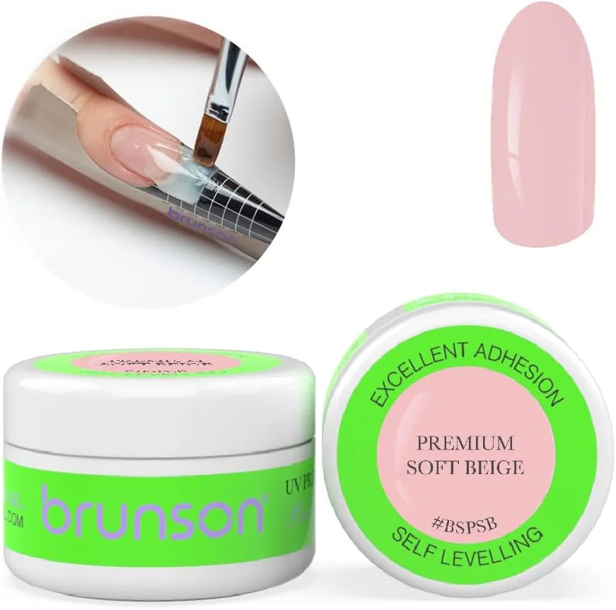 ژل بیلدر ناخن برونسون، خود تراز شونده، مناسب برای کاشت و طراحی ناخن، ژل UV LED، سیستم کاشت ناخن، ژل مانیکور، ژل بیلدر UV/LED، حجم 30 میل، مدل BSPSB