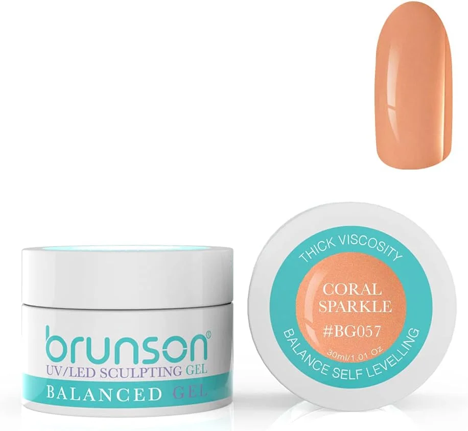 ژل بیلدر ناخن برانسون برای کاشت و طراحی ناخن، ژل بیلدر UV با قابلیت خودترازی، مناسب سیستم ژل UV LED، ژل مانیکور، ژل رابر، 30 میل، رنگ مرجانی اکلیلی BG057