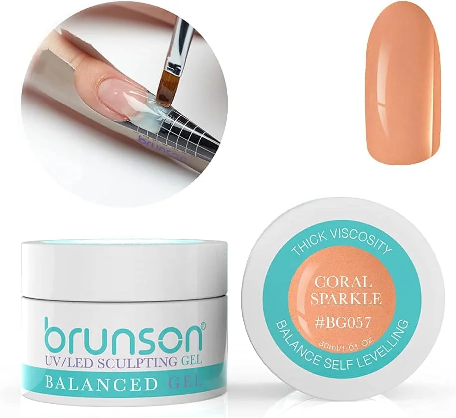 ژل بیلدر ناخن برانسون برای کاشت و طراحی ناخن، ژل بیلدر UV با قابلیت خودترازی، مناسب سیستم ژل UV LED، ژل مانیکور، ژل رابر، 30 میل، رنگ مرجانی اکلیلی BG057