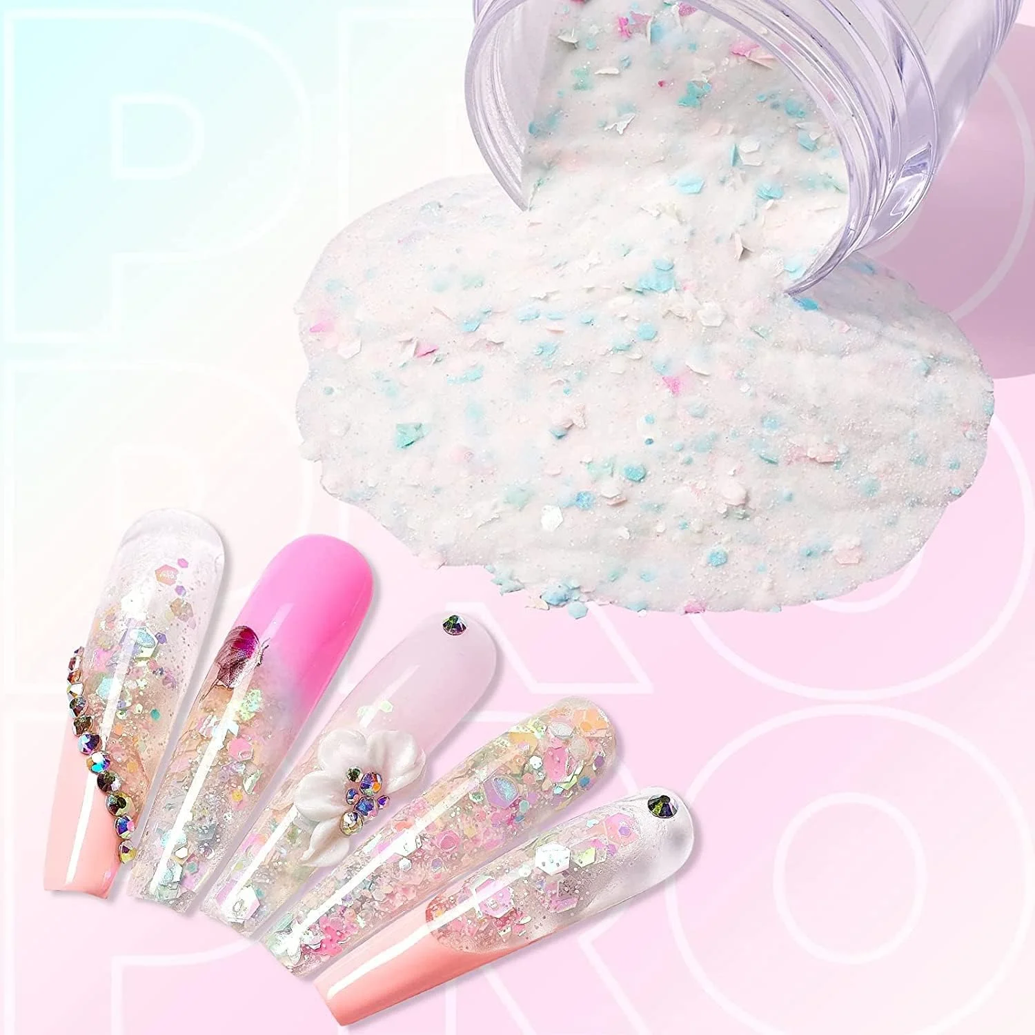 پودر اکریلیک ۳۰ گرمی برونسون، سیستم پودر اکریلیک حرفه ای برای کاشت ناخن، بدون بو، بدون حباب، بدون نیاز به دستگاه UV، ماندگاری بالا BDDL06