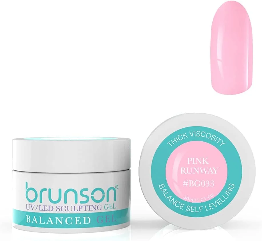 ژل بیلدر ناخن برانسون برای طراحی و کاشت ناخن، ژل بیلدر UV با قابلیت پوشانندگی، ژل تراز کننده متعادل، سیستم ژل UV LED، ژل مانیکور، ژل رابر 30 میل، صورتی ران وی BG033