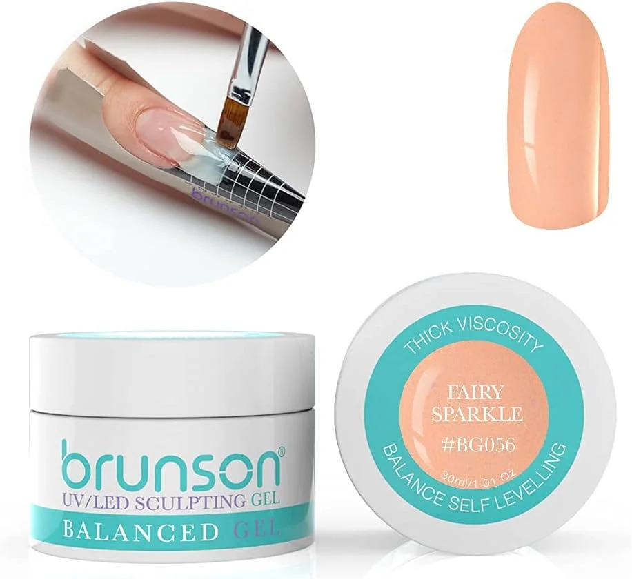ژل بیلدر ناخن برانسون، ژل بیلدر UV برای طراحی و فرم دهی ناخن، ژل متعادل کننده، سیستم ژل UV LED، ژل مانیکور، ژل رابر، 30 میل، Fairy Sparkle BG056
