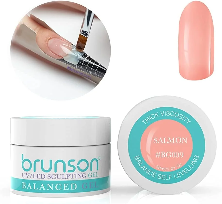 ژل بیلدر اسکالپتینگ ناخن برانسون، ژل بیلدر UV استتار اسکالپتینگ، ژل تراز متعادل، سیستم ژل اسکالپتینگ UV LED، ژل مانیکور، ژل رابر 30 میل، رنگ سالمون BG009