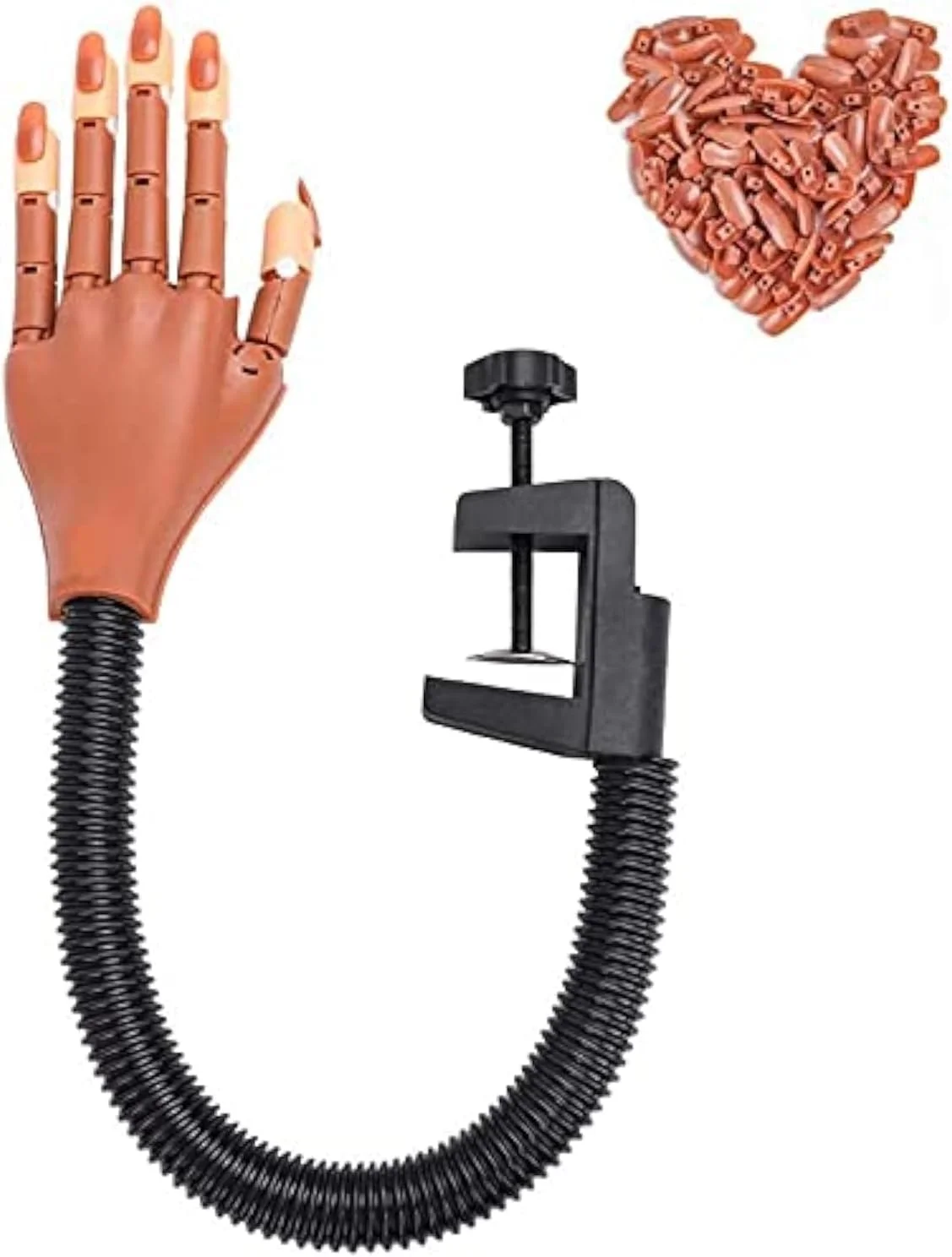 دست تمرین ناخن حرفه ای برونسون، دست مانکن متحرک و انعطاف پذیر برای تمرین طراحی ناخن، مناسب برای ناخن های اکریلیک، ناخن مصنوعی، ابزار طراحی ناخن و طراحی ناخن DIY