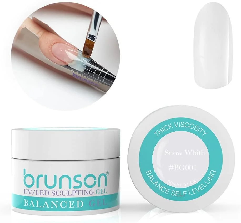 ژل بیلدر اسکالپتینگ ناخن برانسون، ژل بیلدر UV استتار اسکالپتینگ، ژل تراز متعادل، سیستم ژل اسکالپتینگ UV LED لایت، ژل مانیکور، ژل رابر سفید برفی BG001 30ml