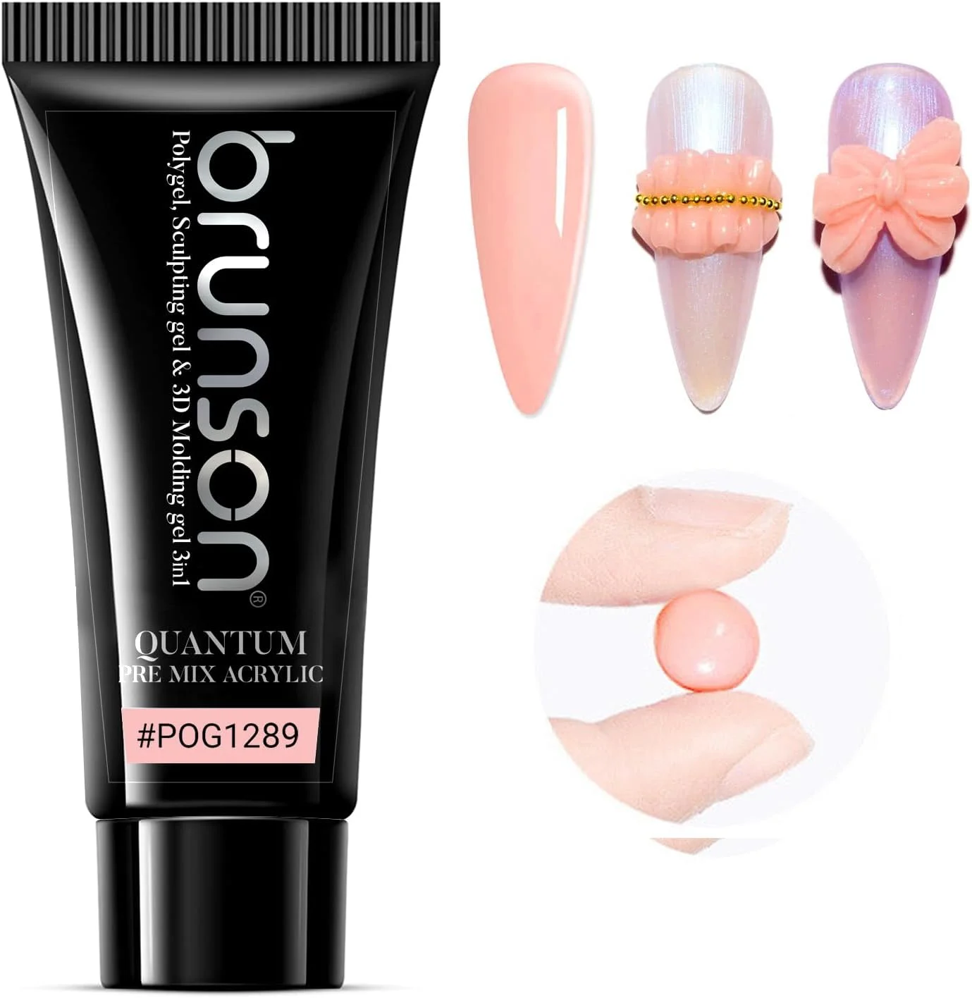 ژل پولی ناخن ۳ در ۱ برونسون، چسب کاشت ناخن کریستالی، اکلیلی، ژل پولی سریع، ژل سازنده، ژل آکریلیک از پیش مخلوط کوانتومی، ژل مجسمه سازی ناخن و ژل قالب گیری سه بعدی ۶۰ گرم