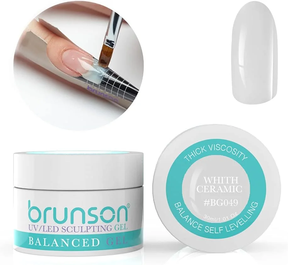 ژل بیلدر ناخن برانسون، ژل بیلدر UV استتار، ژل تراز متعادل، سیستم ژل UV LED، ژل مانیکور، ژل رابر 30 میل، سفید سرامیکی BG049