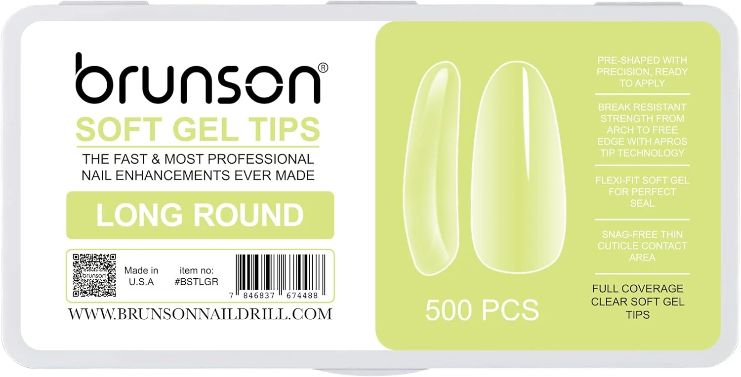 تیپ ناخن ژلی نرم برای کاشت ناخن - 500 عدد در 12 سایز، تیپ های گرد بلند - تیپ های ژلی نرم - تیپ های ژلی خیس کننده بدون نیاز به سوهان - ناخن های مصنوعی پوشش کامل، اکریلیک شفاف و تیپ های قوی برای اکستنشن پرسی