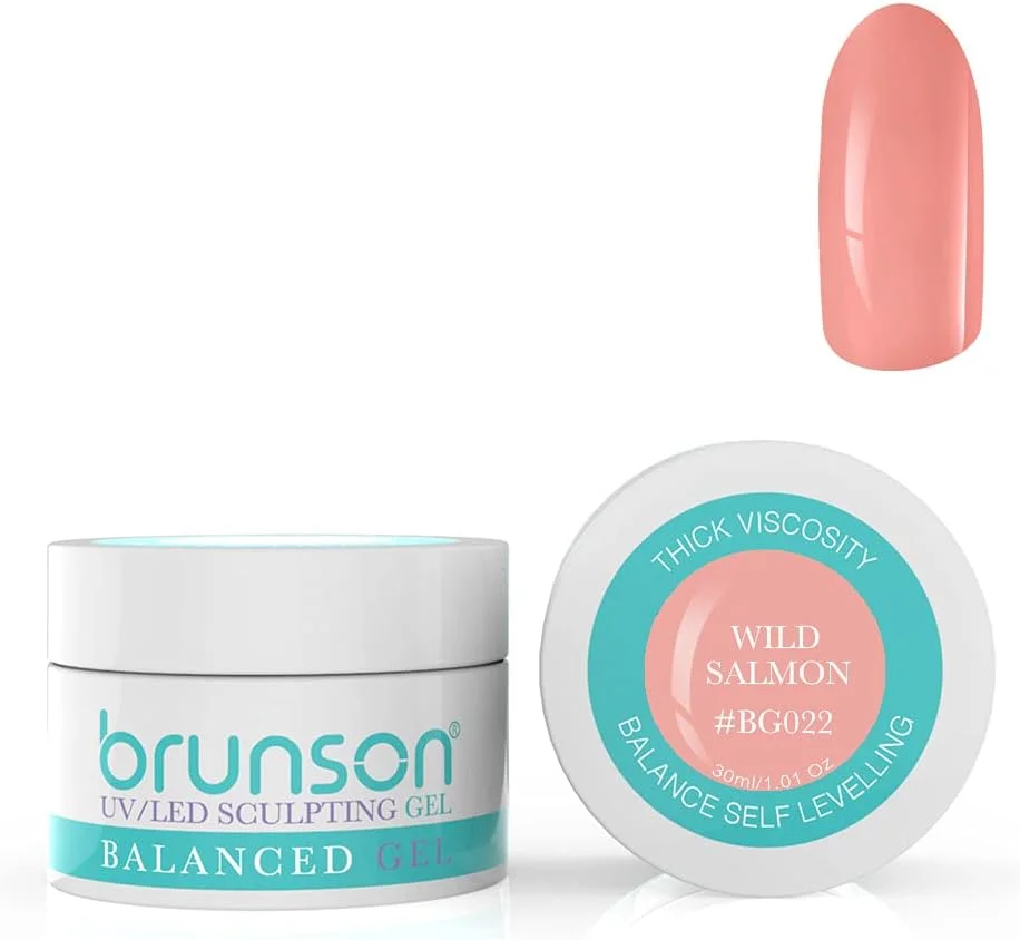 ژل بیلدر ناخن برونسون، ژل بیلدر UV استتار، ژل تراز کننده متعادل، سیستم ژل ناخن، ژل مانیکور، ژل رابر 30 میل، رنگ سالمون وحشی BG022