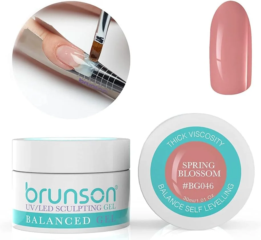 ژل بیلدر ناخن برانسون برای طراحی و کاشت ناخن، ژل بیلدر UV با قابلیت پوشانندگی و خودتراز شوندگی، مناسب سیستم ژل UV LED، ژل مانیکور، ژل رابر، 30 میل، به رنگ شکوفه بهاری BG046