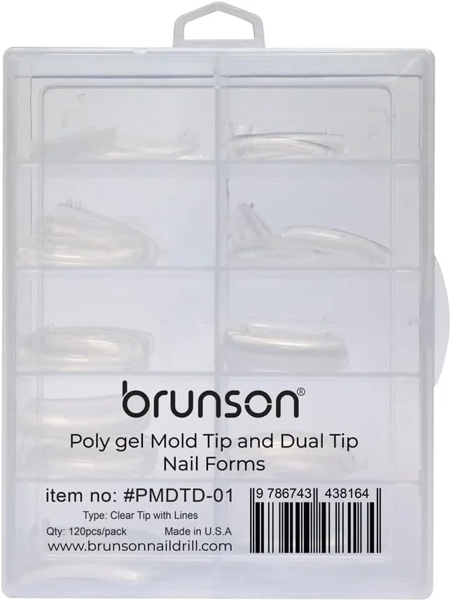 قالب های ناخن دوتایی 120 عددی برونسون، قالب اکستنشن ناخن ژلی با 10 عدد گیره نوک ناخن در 12 سایز برای ساخت سریع ژل، قالب های فرم ناخن سیستم دوتایی گیره های ناخن شفاف برای ناخن های اکریلیک DIY سالن