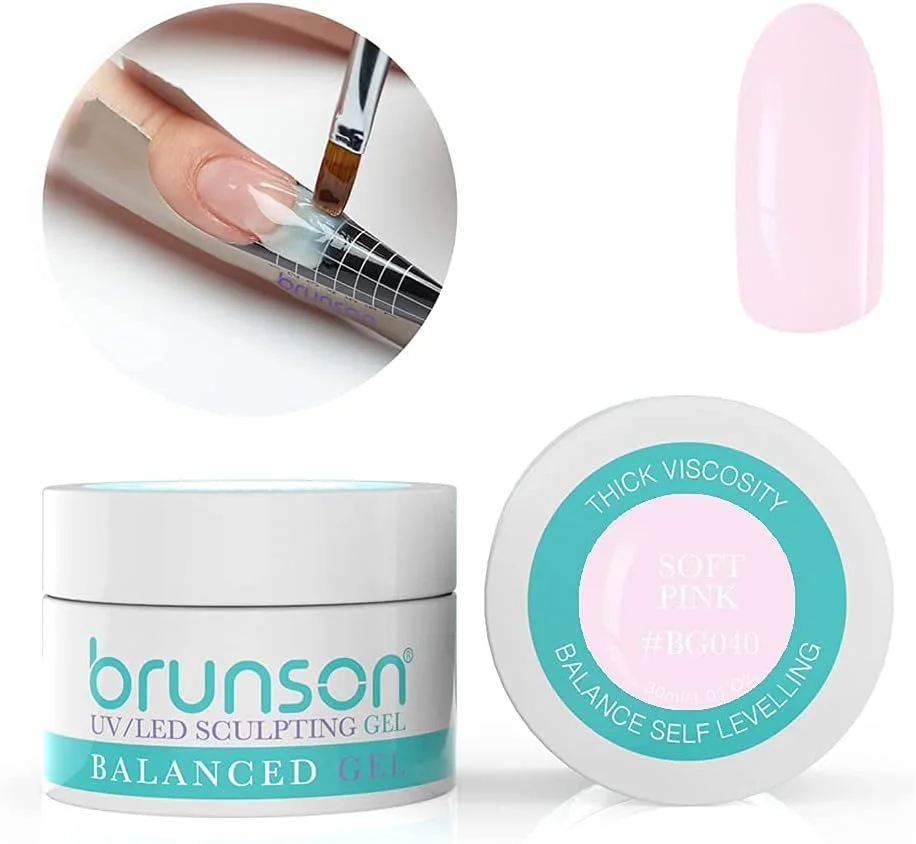 ژل بیلدر ناخن برانسون، ژل بیلدر UV استتار، ژل تراز کننده متعادل، سیستم ژل ناخن UV LED، ژل مانیکور، ژل رابر 30 میل صورتی ملایم BG040