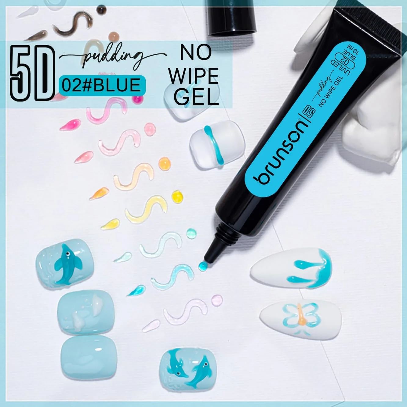 لاک ژل پودینگ جامد 5D برونسون، لاک ژل ژله ای رنگین کمانی، ژل سه بعدی طراحی ناخن، ژل پولی برای اکستنشن ناخن، ژل سازنده ناخن برای طراحی و مانیکور ناخن های DIY