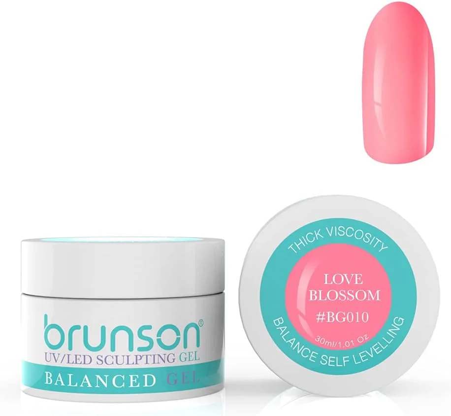 ژل بیلدر ناخن برانسون برای طراحی و کاشت ناخن، ژل بیلدر UV با قابلیت پوشانندگی و خودتراز شوندگی، مناسب سیستم ژل UV LED، ژل مانیکور، ژل رابر، 30 میل، Love Blossom BG010