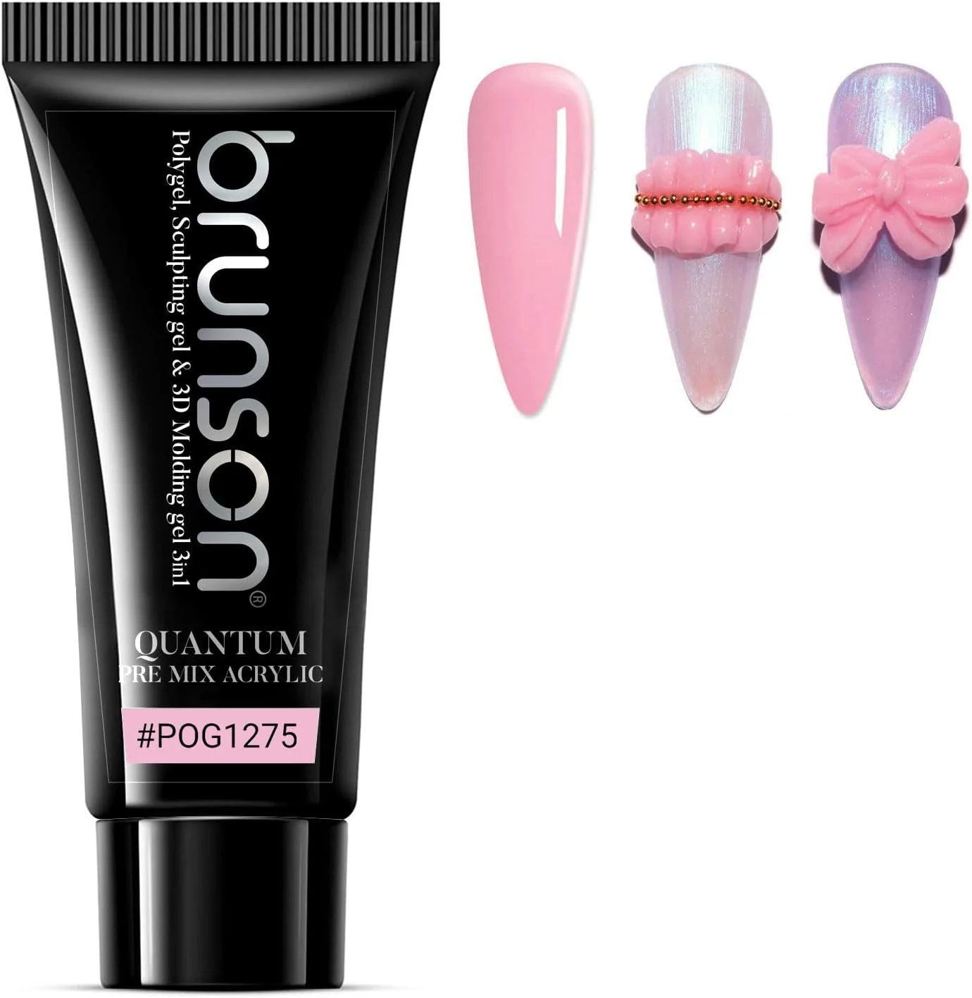 ژل اکریلیک از پیش مخلوط شده Brunson Quantum 3 در 1 برای کاشت ناخن، ناخن های ژلی اکریلیک، ژل قالب گیری سه بعدی، ژل سازنده تقویت کننده ناخن، ژل مجسمه سازی برای کاشت ناخن، ناخن های فرانسوی همه کاره 60 گرم