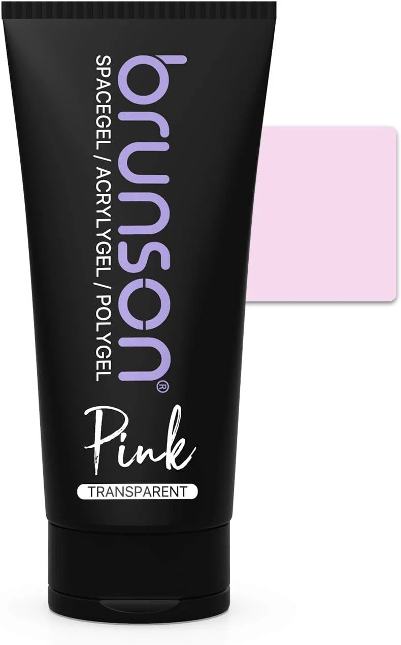 پلی ژل Brunson صورتی مات - ژل اکستنشن ناخن پلی 60 گرمی، ابزار تقویت و ضخیم کننده ناخن