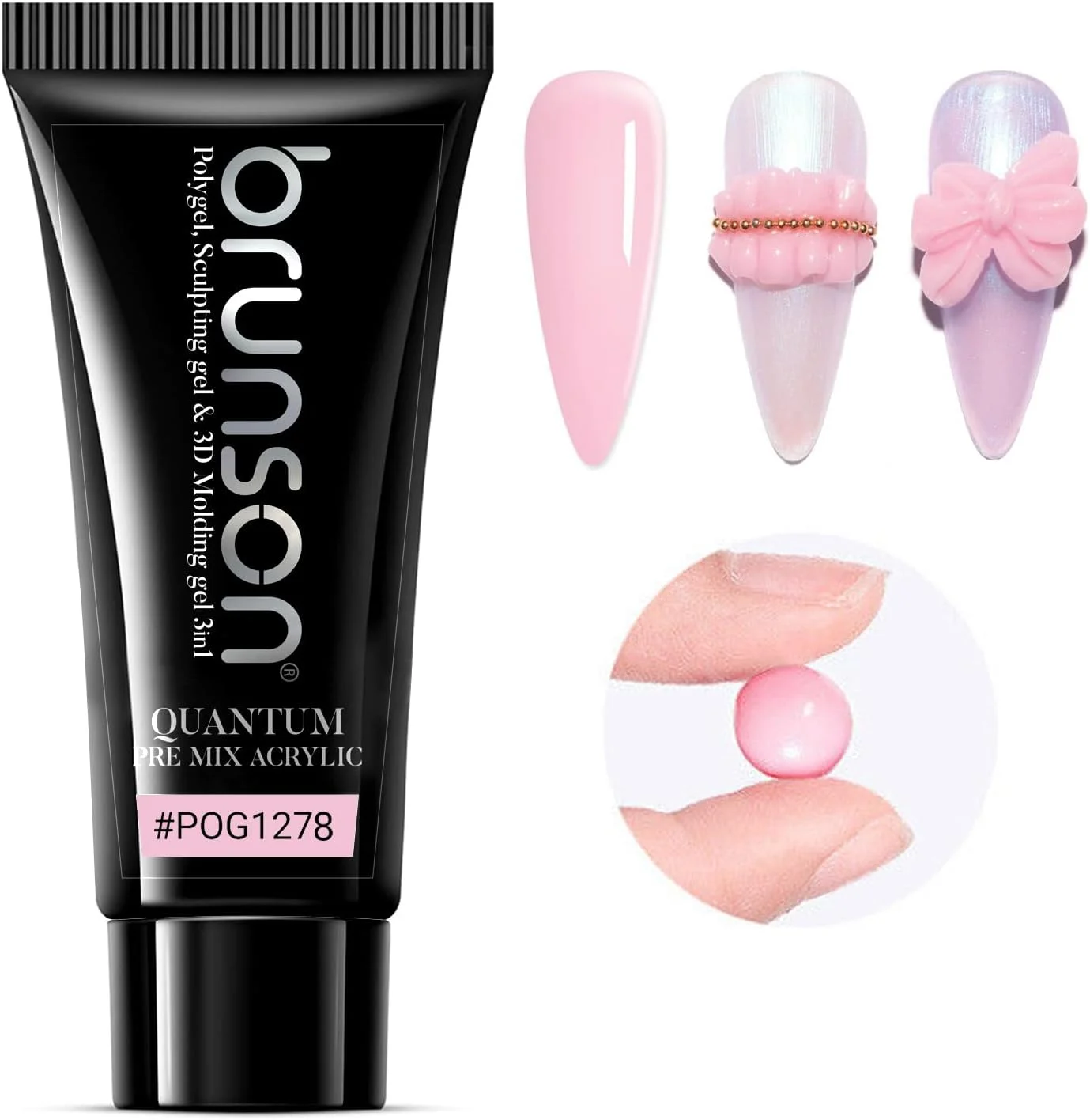 ژل پلی اکستنشن ناخن 3 در 1 برونسون، ژل اکریلیک ناخن، ژل قالب گیری سه بعدی، ژل سازنده تقویت ناخن، ژل مجسمه سازی اکستنشن ناخن، ناخن های فرانسوی همه کاره 60 گرم