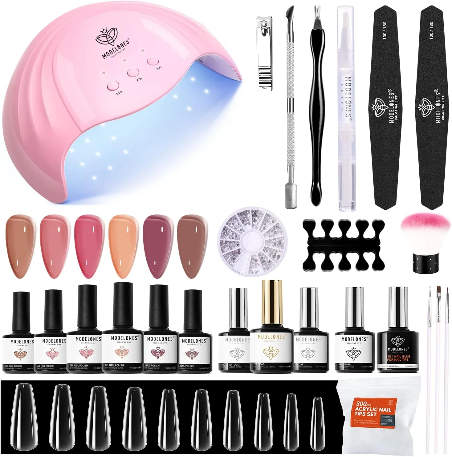 ست لاک ژل ژله ای صورتی کالباسی مدلونز با دستگاه یو وی، 300 عدد تیپ کاشت ناخن و چسب ژل برای مانیکور، مناسب برای مبتدیان و علاقه مندان به طراحی ناخن در خانه و سالن، کاشت آسان ناخن ست لاک ژل ژله ای صورتی کالباسی مدلونز با دستگاه یو وی، 300 عدد تیپ کاشت ناخن و چسب ژل برای مانیکور، مناسب برای مبتدیان و علاقه مندان به طراحی ناخن در خانه و سالن، کاشت آسان ناخن