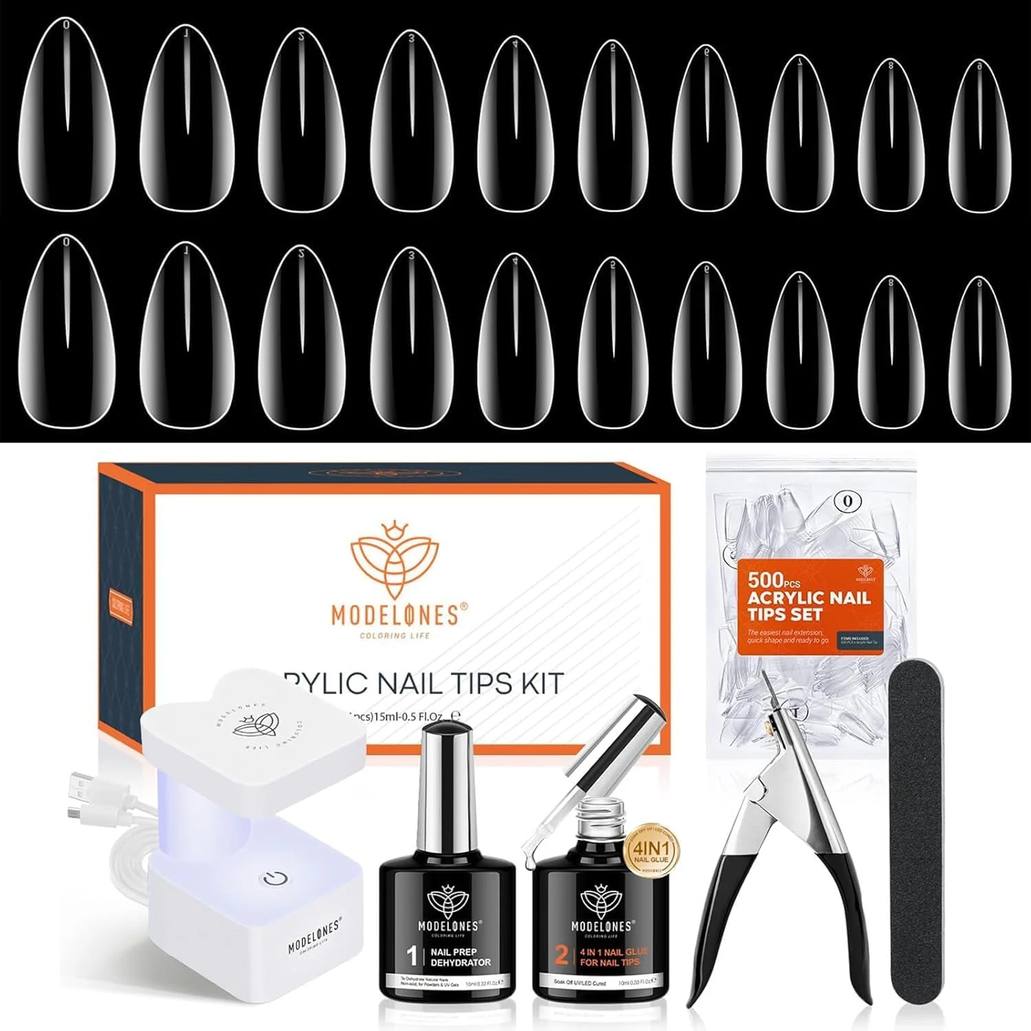 ست کاشت ناخن ژلی Modelones، شامل 500 عدد تیپ ناخن ژلی نرم با فرم بادامی متوسط، چسب ناخن 4 در 1، دهیدراتور آمادهسازی ناخن و لامپ LED قابل حمل، ست آسان اکستنشن ناخن برای طراحی ناخن عید پاک ست کاشت ناخن ژلی Modelones، شامل 500 عدد تیپ ناخن ژلی نرم با فرم بادامی متوسط، چسب ناخن 4 در 1، دهیدراتور آمادهسازی ناخن و لامپ LED قابل حمل، ست آسان اکستنشن ناخن برای طراحی ناخن عید پاک