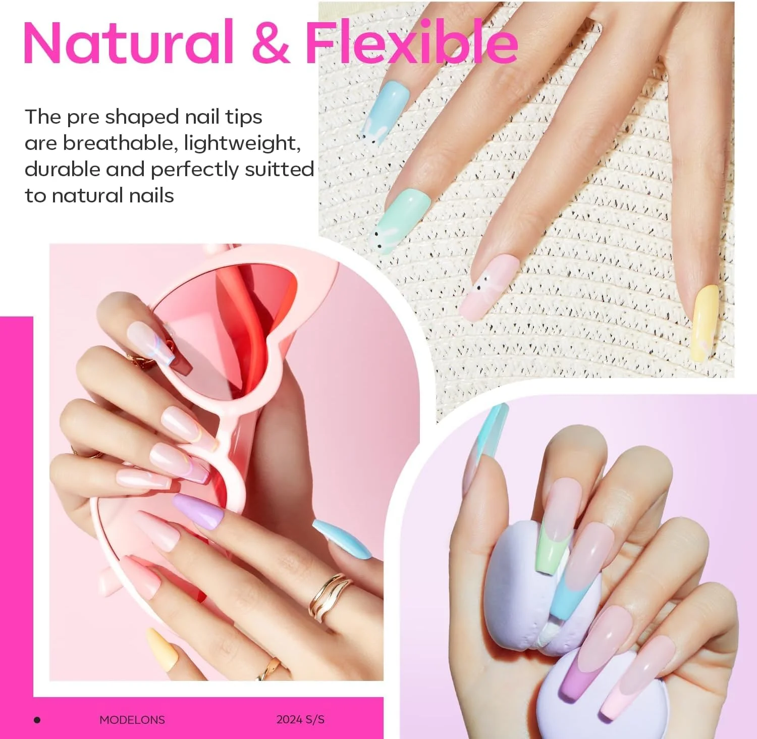 ست ناخن ژلی Modelones Gel X - تیپ و چسب به همراه لامپ LED فوق قابل حمل، 500 عدد ناخن تابوتی، آماده سازی و خشک کننده، ست اکستنشن - هدیه سالنی برای خانم ها