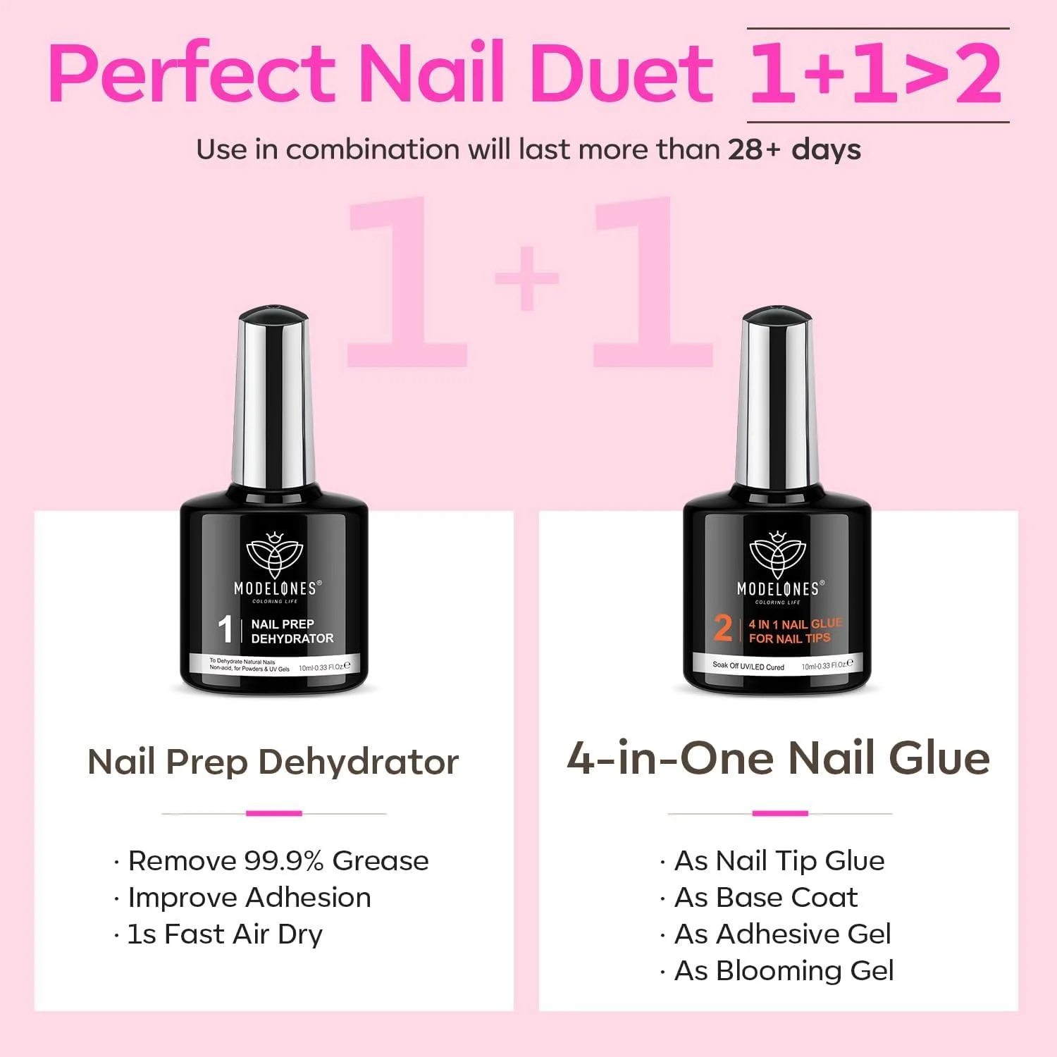 ست ناخن ژلی Modelones Gel X - تیپ و چسب به همراه لامپ LED فوق قابل حمل، 500 عدد ناخن تابوتی، آماده سازی و خشک کننده، ست اکستنشن - هدیه سالنی برای خانم ها