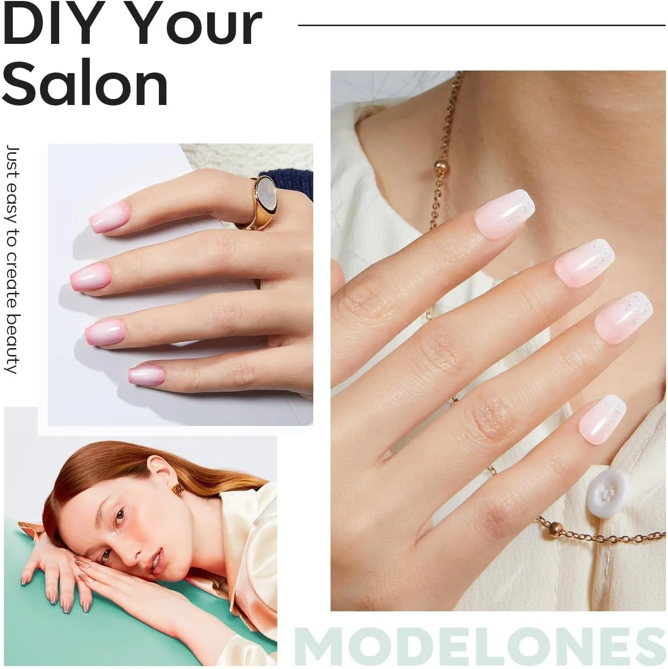 تیپ ناخن مصنوعی کوتاه تابوتی Modelones - 510 عدد تیپ ژلی از پیش فرم داده شده نیمه مات پوشش کامل ژل آکریلیک ناخن مصنوعی برای اکستنشن DIY سالن 15 سایز