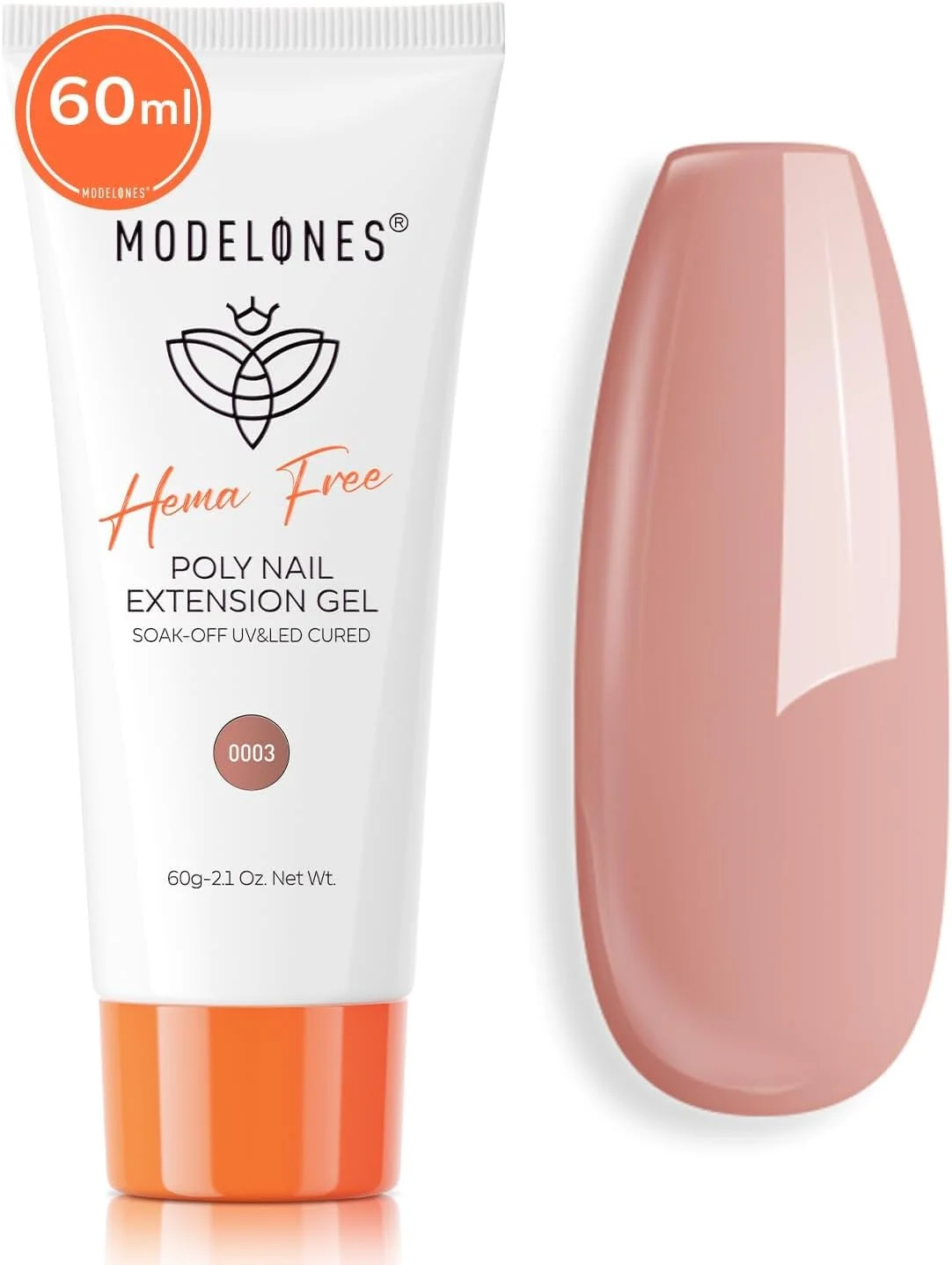 پلی ژل ناخن مدلونز، 60 میلی لیتر رنگ طبیعی Nude، مناسب برای افزایش ضخامت و کاشت ناخن، مناسب تمام فصول و رنگ پوست های خنثی، مناسب برای استفاده خانگی و سالن