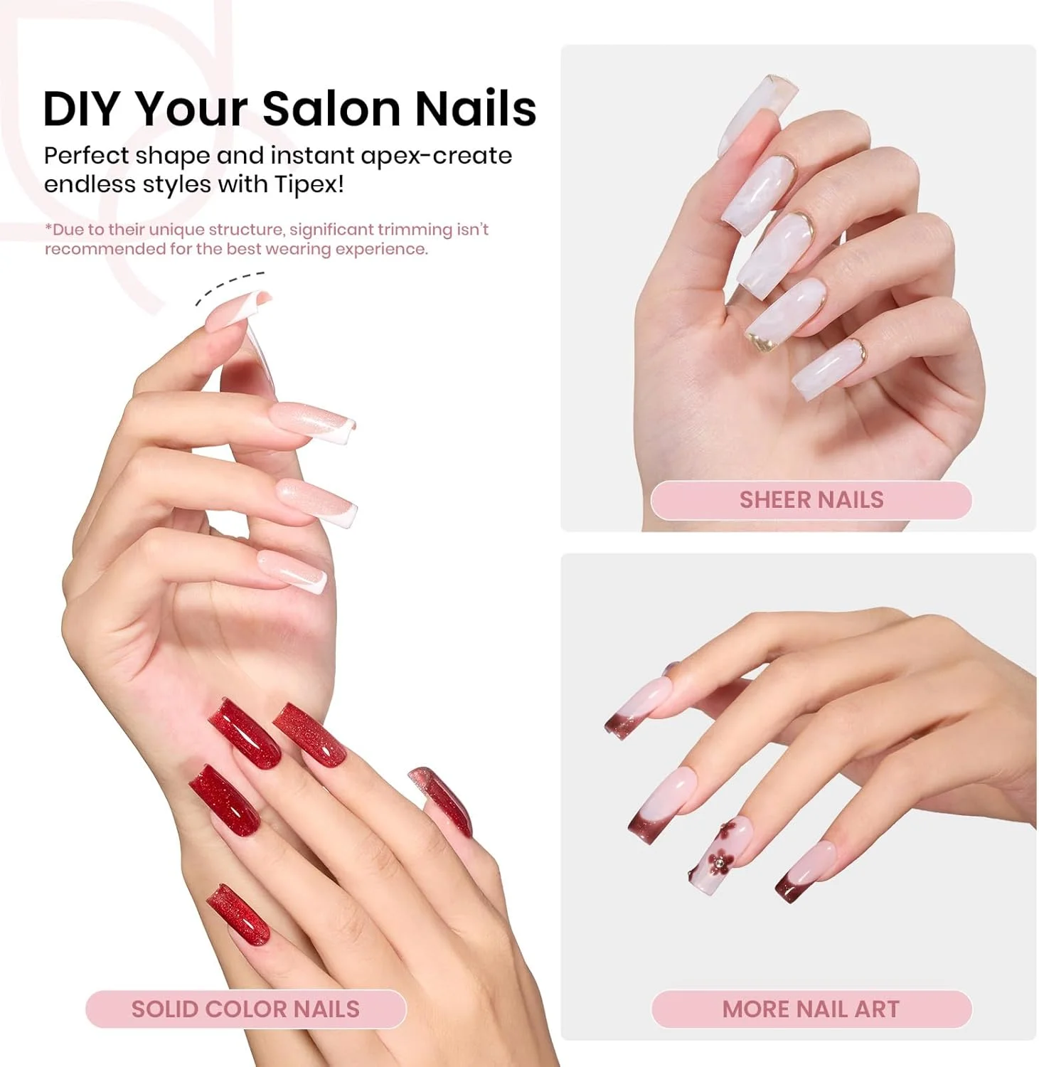 تیپ کاشت ناخن ژلی بیتلز، ۵۱۲ عددی، مربعی متوسط، از پیش ساخته شده، از پیش طراحی شده، ژل ناخن ضخیم تر، تیپ ناخن اکریلیک، پوشش کامل قوی، اکستنشن ناخن مصنوعی تخت