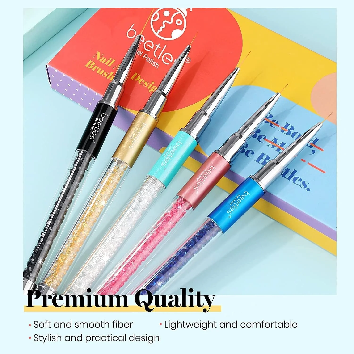 قلم موهای طراحی ناخن ژلی، قلم طراحی ناخن، دسته نگین دار، قلم طراحی نقطه ای ناخن، سایزهای 5/7/9/11/20 میلی متر، 5 عدد قلم موهای طراحی ناخن ژلی، قلم طراحی ناخن، دسته نگین دار، قلم طراحی نقطه ای ناخن، سایزهای 5/7/9/11/20 میلی متر، 5 عدد