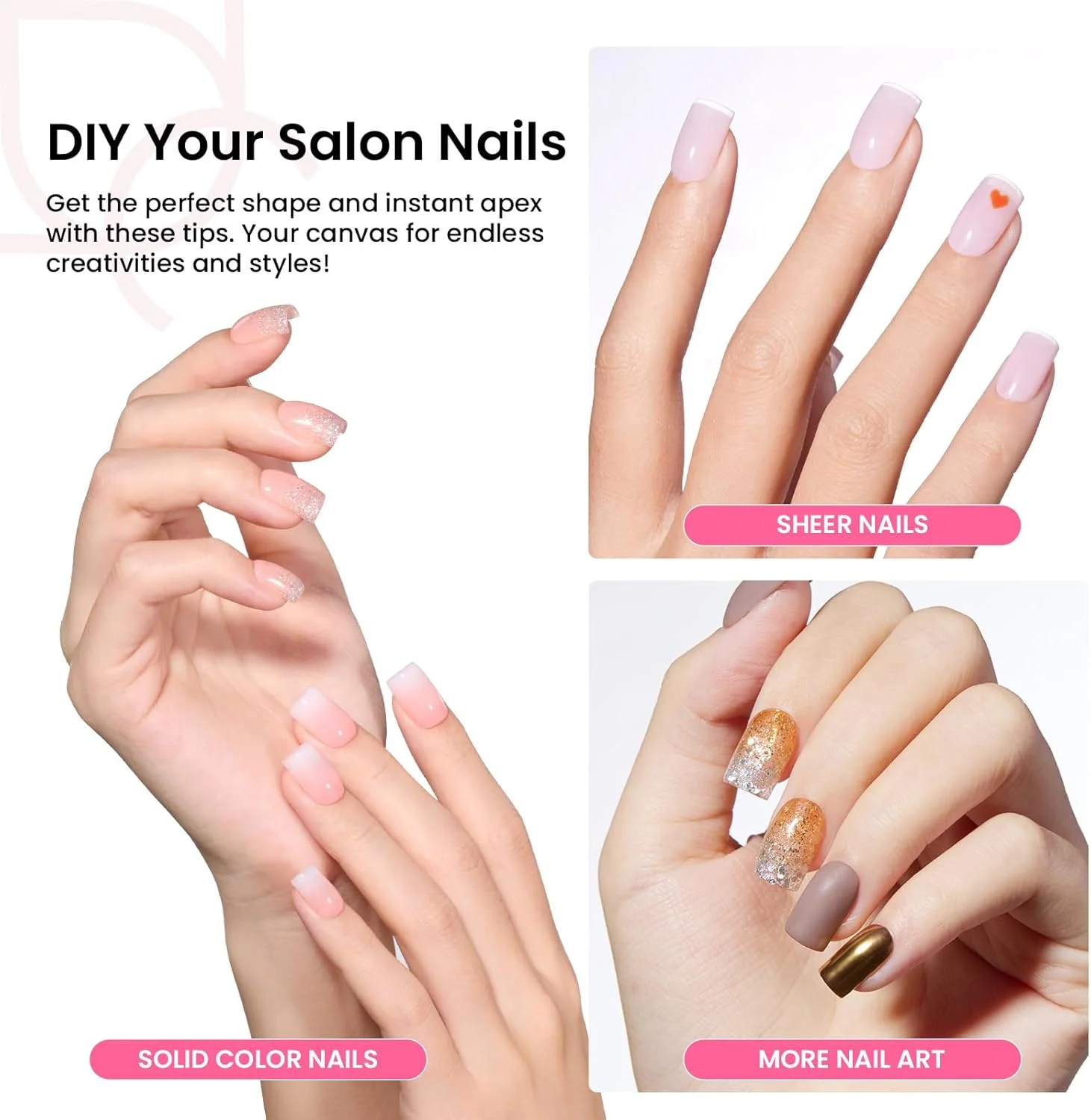 ست لاک ژل و ناخن مصنوعی Beetles مدل Tipex Extra Short Square: 16 سایز مختلف، 224 قطعه ناخن مصنوعی از پیش ساخته شده به همراه چسب و لامپ UV با ضخامت مناسب برای ناخن های تخت ست لاک ژل و ناخن مصنوعی Beetles مدل Tipex Extra Short Square: 16 سایز مختلف، 224 قطعه ناخن مصنوعی از پیش ساخته شده به همراه چسب و لامپ UV با ضخامت مناسب برای ناخن های تخت