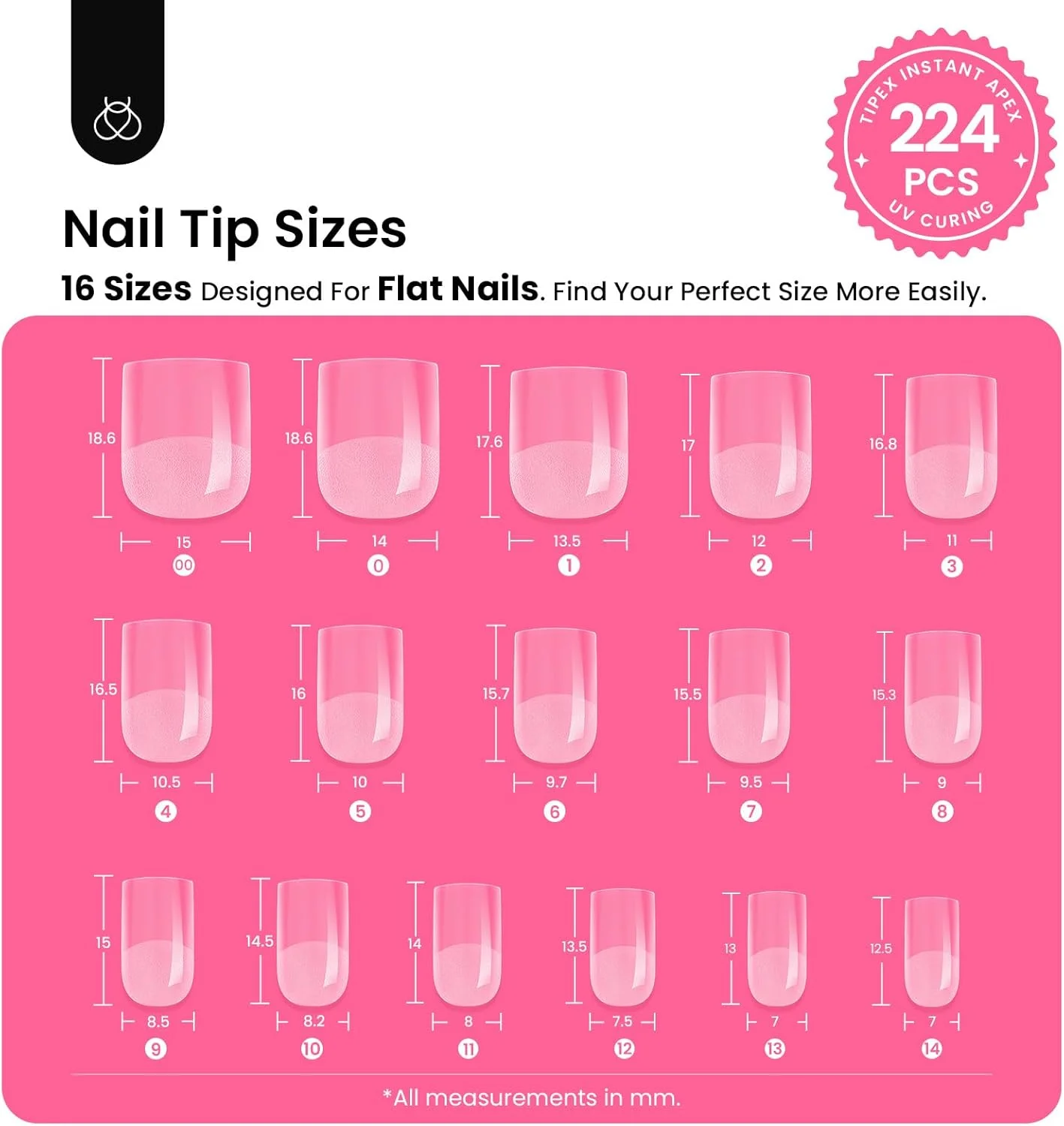 ست لاک ژل و ناخن مصنوعی Beetles مدل Tipex Extra Short Square: 16 سایز مختلف، 224 قطعه ناخن مصنوعی از پیش ساخته شده به همراه چسب و لامپ UV با ضخامت مناسب برای ناخن های تخت ست لاک ژل و ناخن مصنوعی Beetles مدل Tipex Extra Short Square: 16 سایز مختلف، 224 قطعه ناخن مصنوعی از پیش ساخته شده به همراه چسب و لامپ UV با ضخامت مناسب برای ناخن های تخت