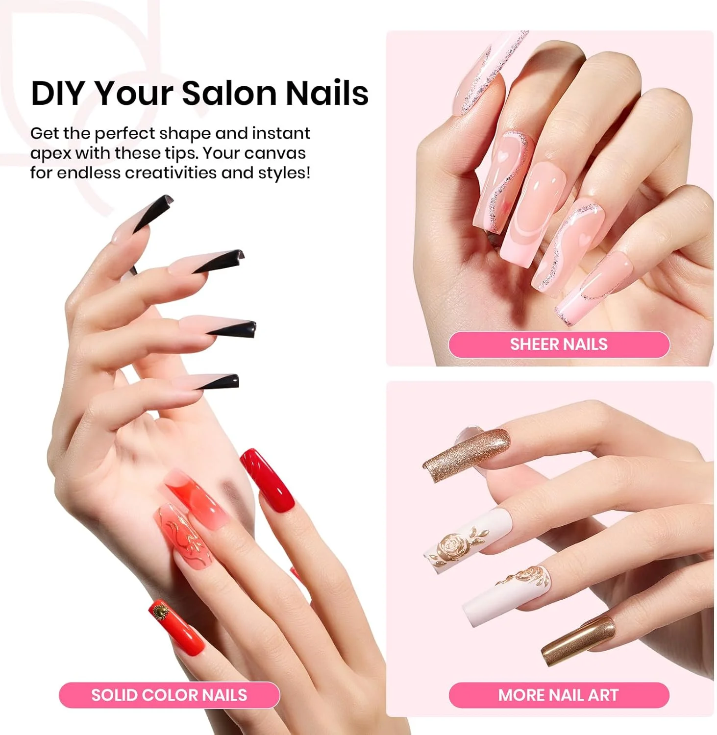 کیت ناخن مصنوعی Beetles، مربع بلند، خمیده، نیمه مات، 224 عدد، 16 سایز، ناخن های مصنوعی از پیش ساخته شده با چسب، مینی لامپ - ست اکریلیک ضخیم برای P کیت ناخن مصنوعی Beetles، مربع بلند، خمیده، نیمه مات، 224 عدد، 16 سایز، ناخن های مصنوعی از پیش ساخته شده با چسب، مینی لامپ - ست اکریلیک ضخیم برای P